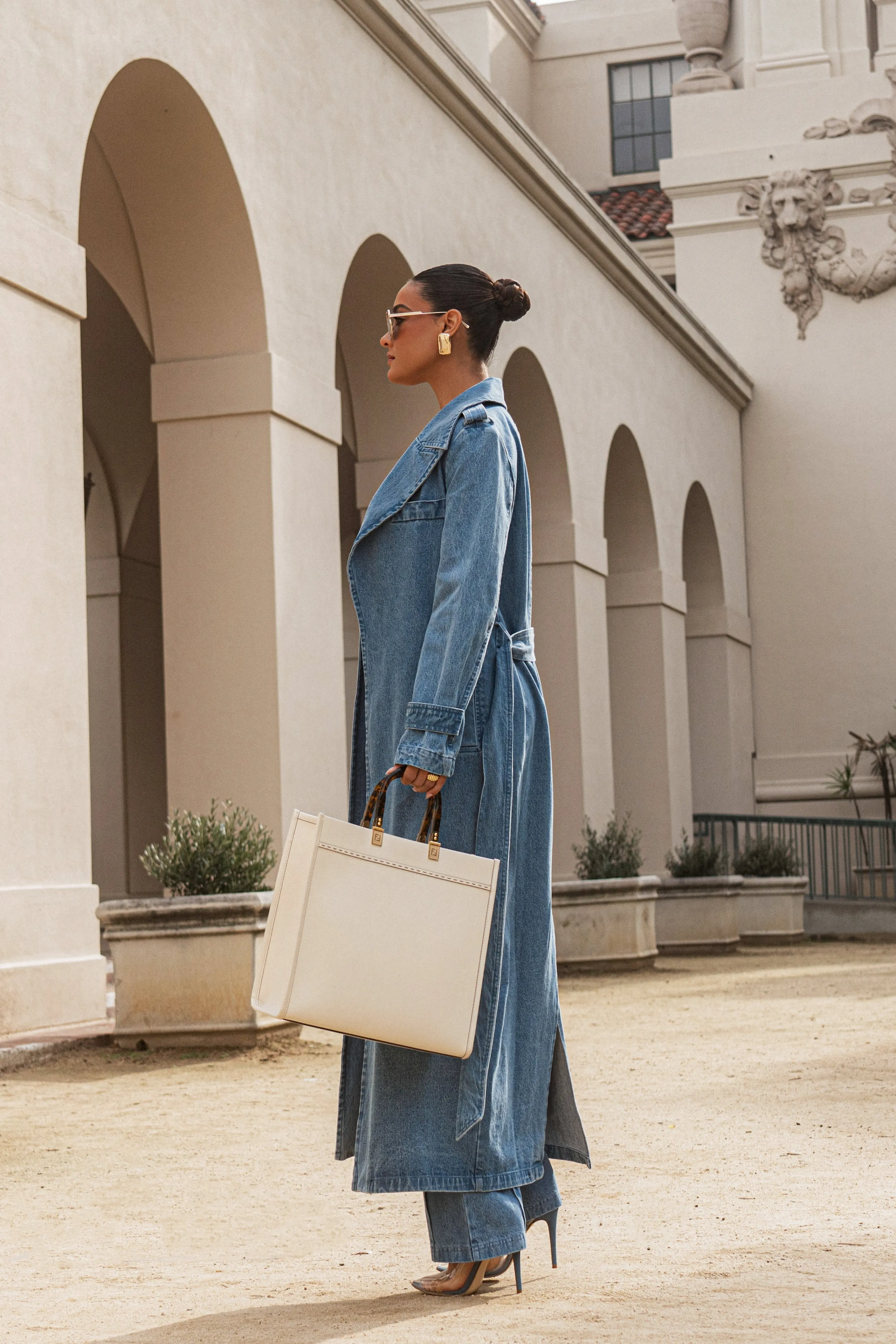 Medium Wash Savannah Belted Denim Coat