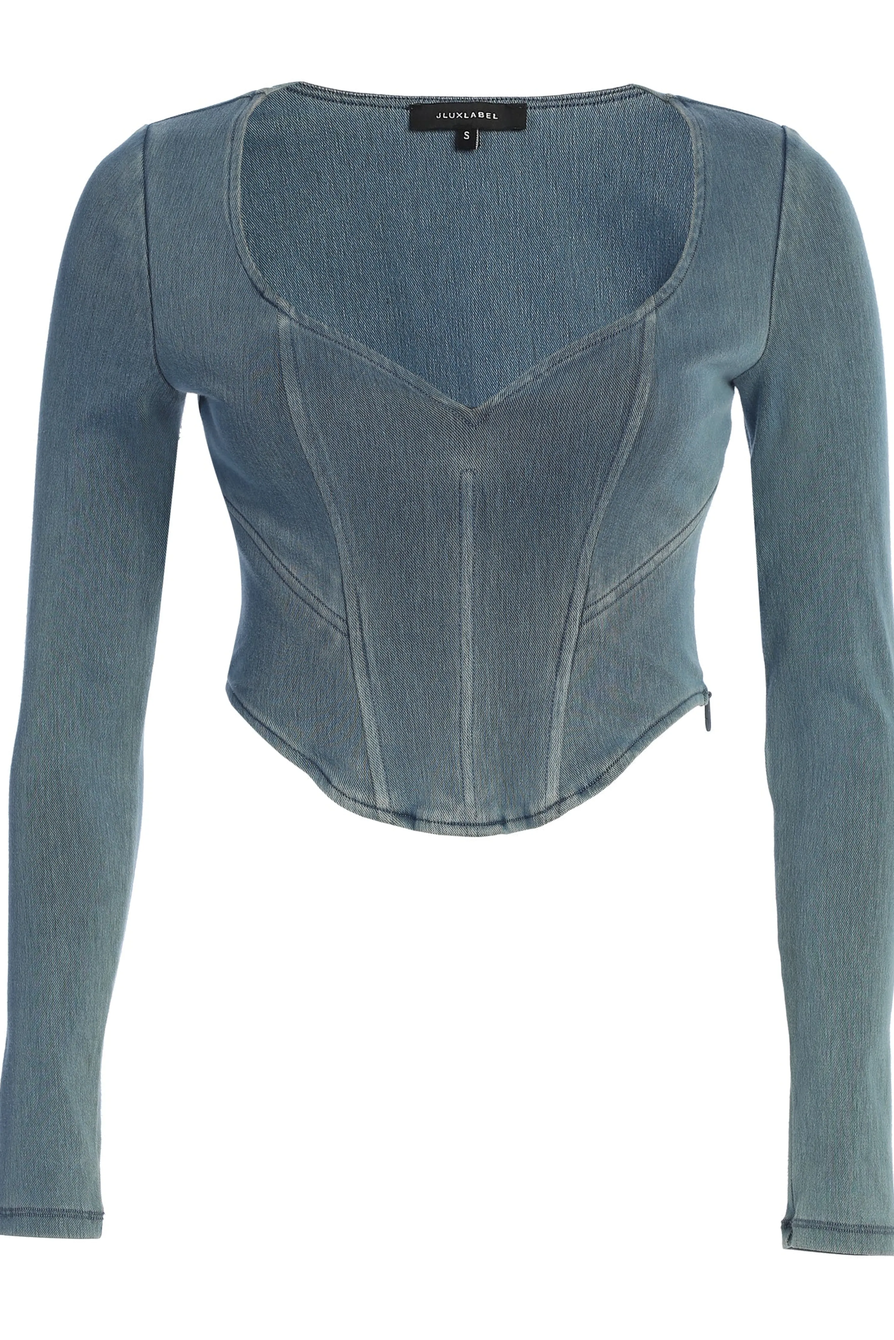 Medium Wash Tesa Sweetheart Denim Top