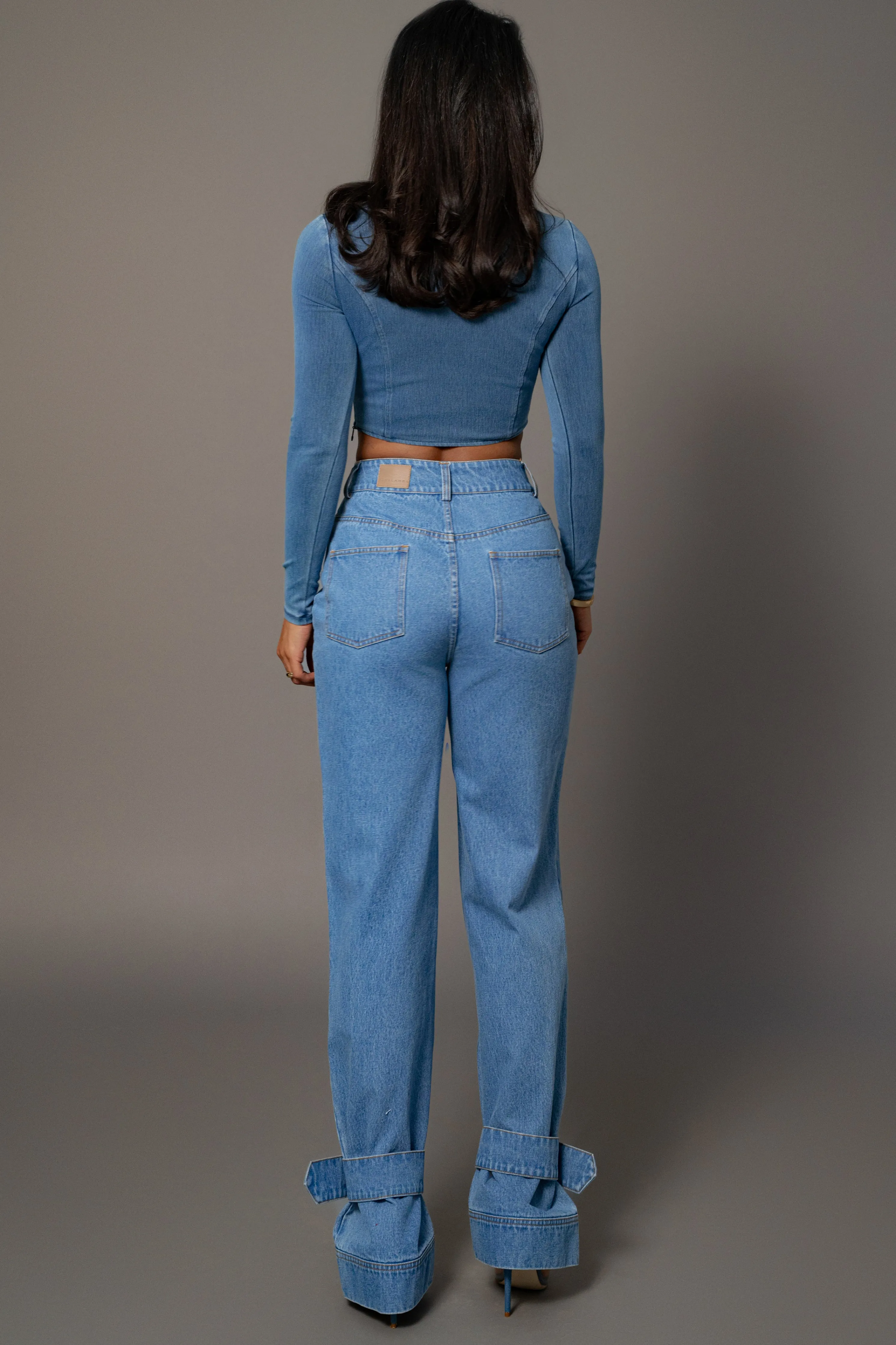 Medium Wash Tesa Sweetheart Denim Top