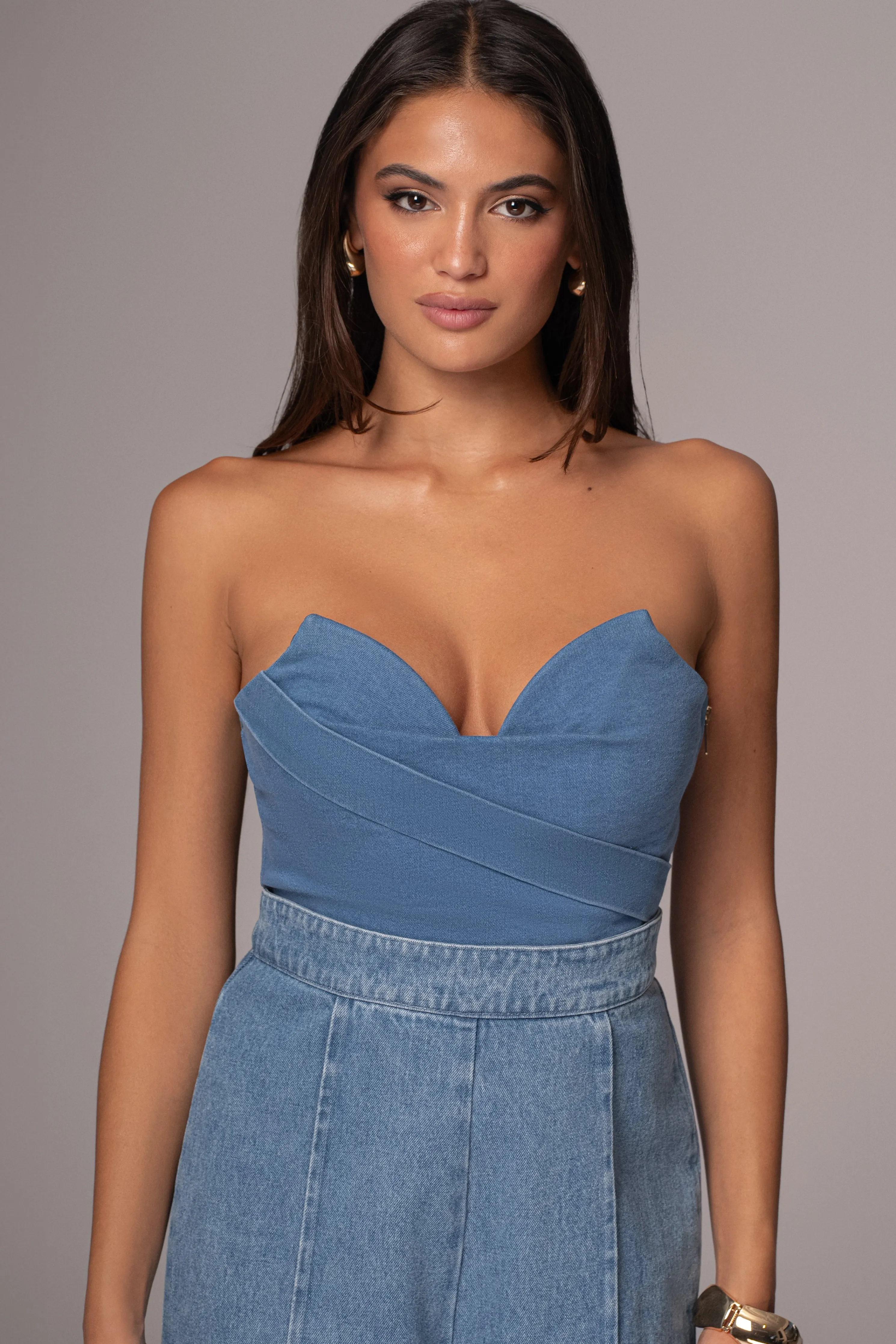 Medium Wash Teyana Denim Bustier