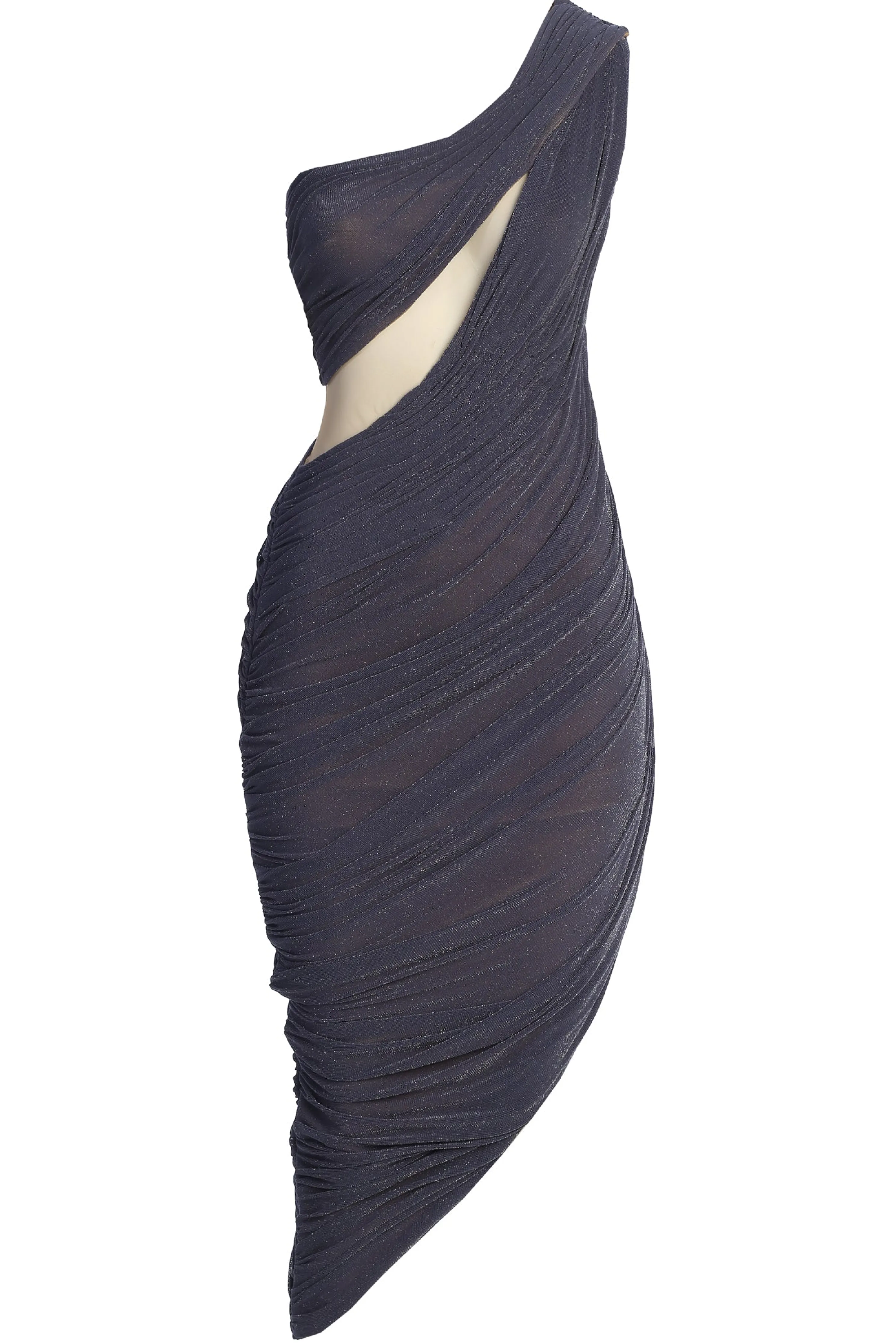 Midnight Blue Aura Shimmer Midi Dress