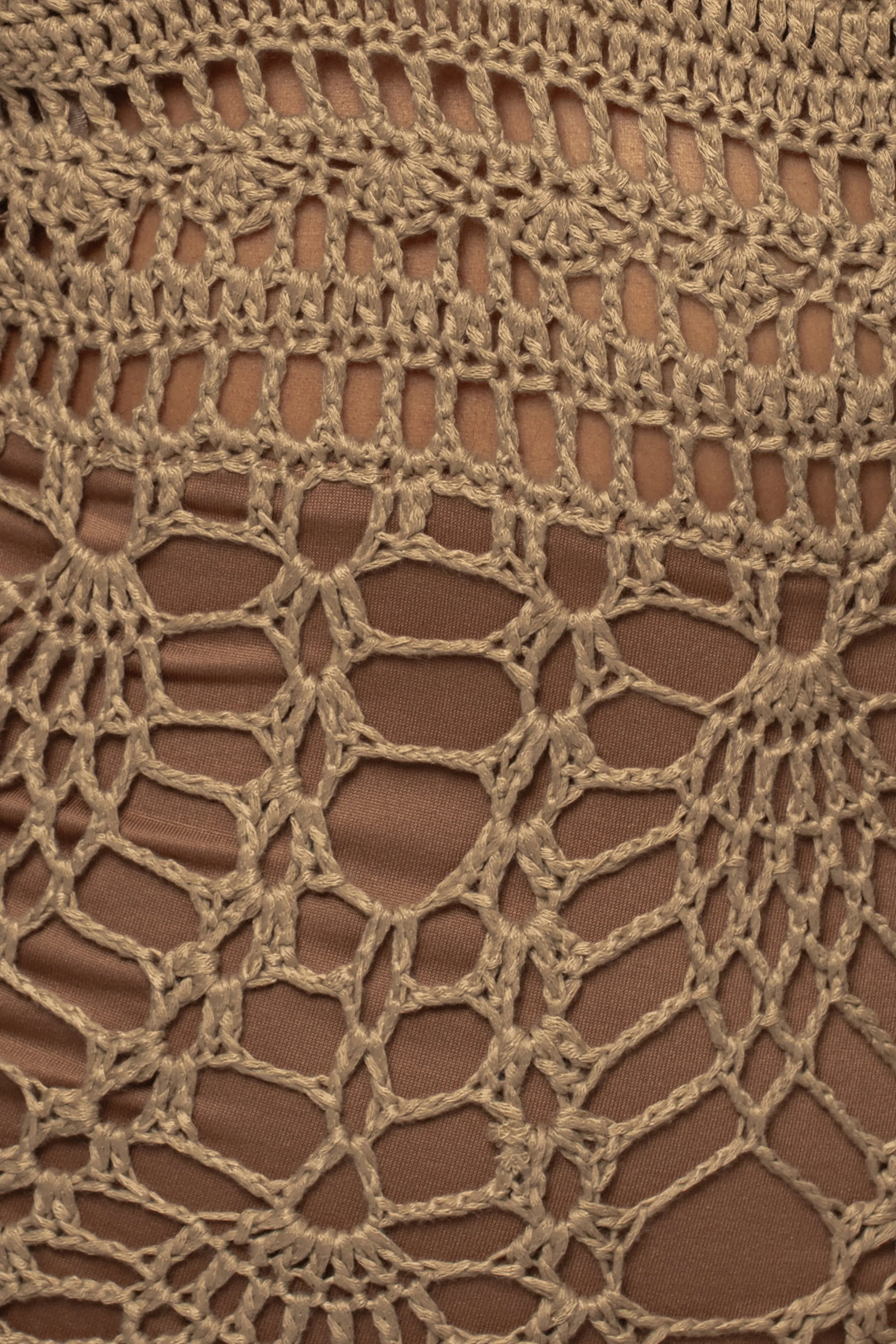 Mocha Great Escape Crochet Maxi Dress