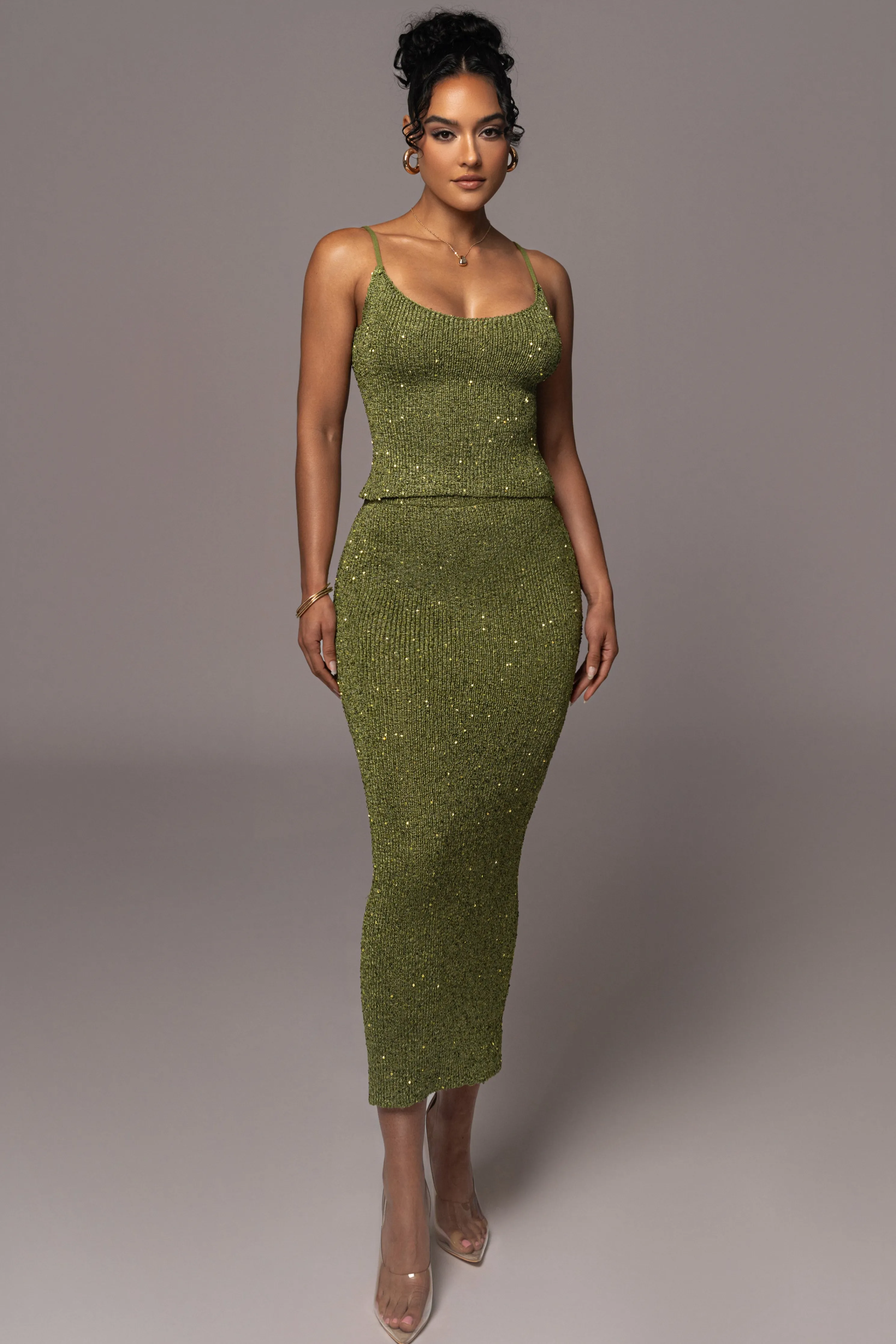 Moss Palace Sequin Skirt Set