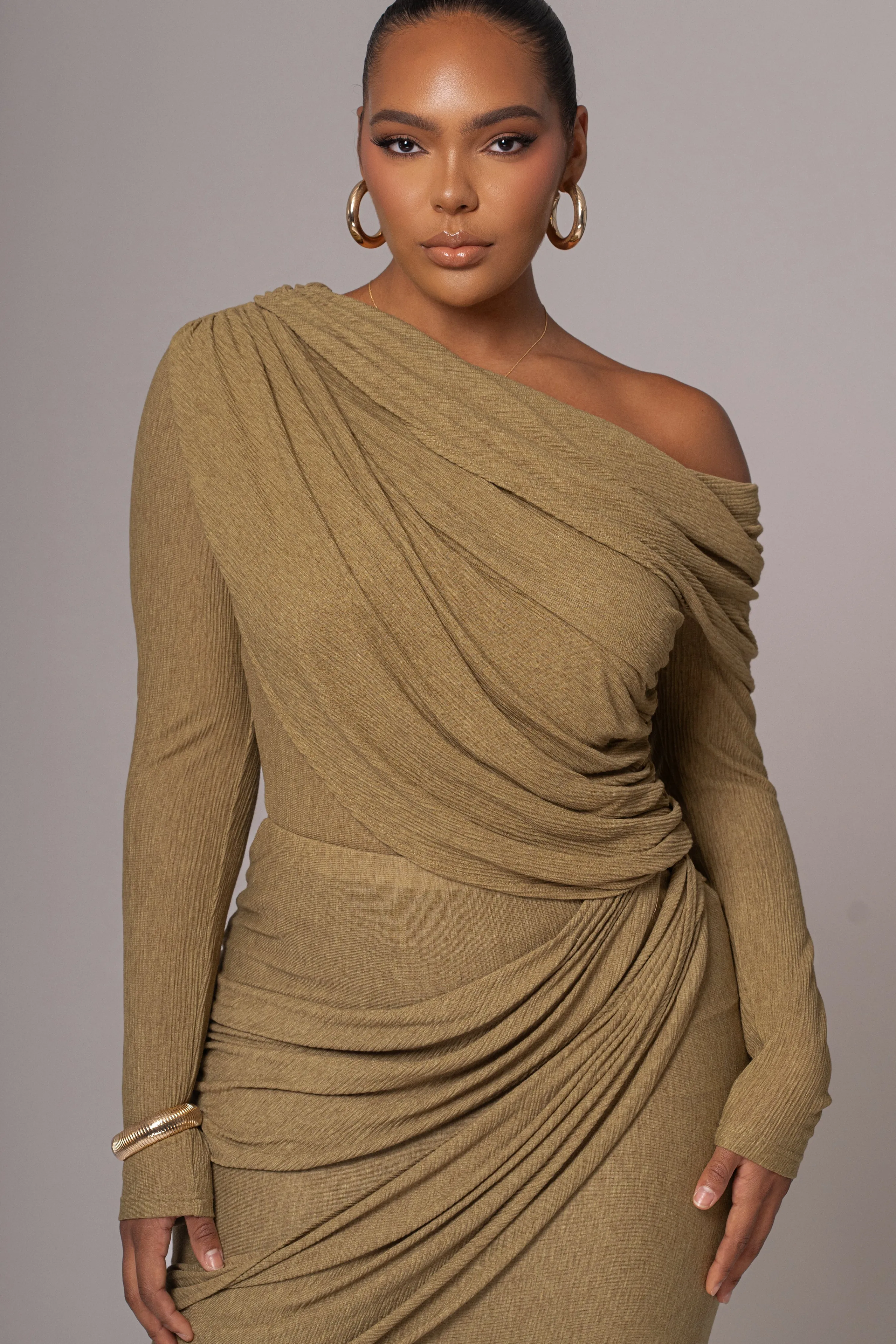 Moss Textured One Shoulder Bodysuit