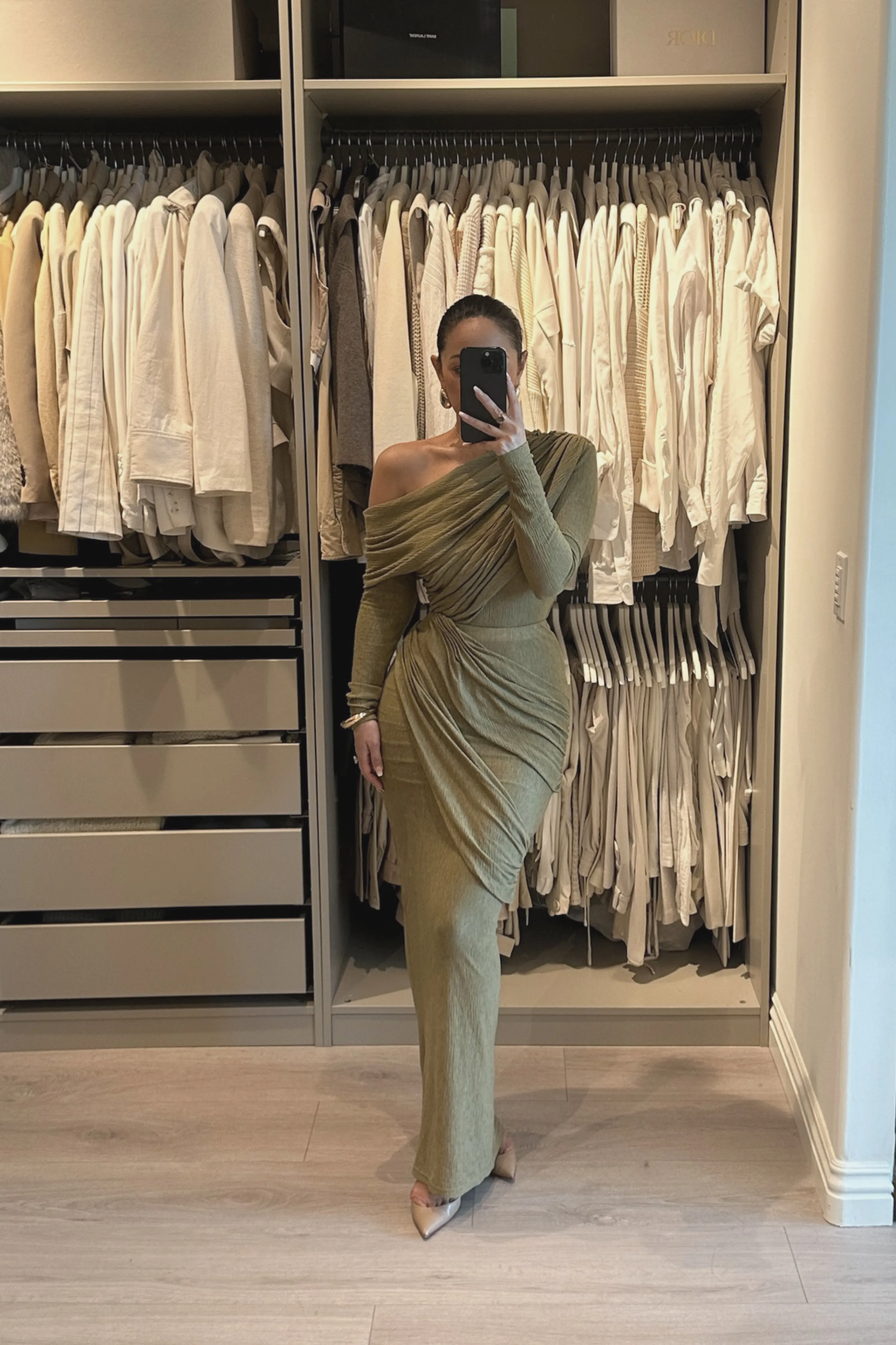 Moss Textured One Shoulder Bodysuit