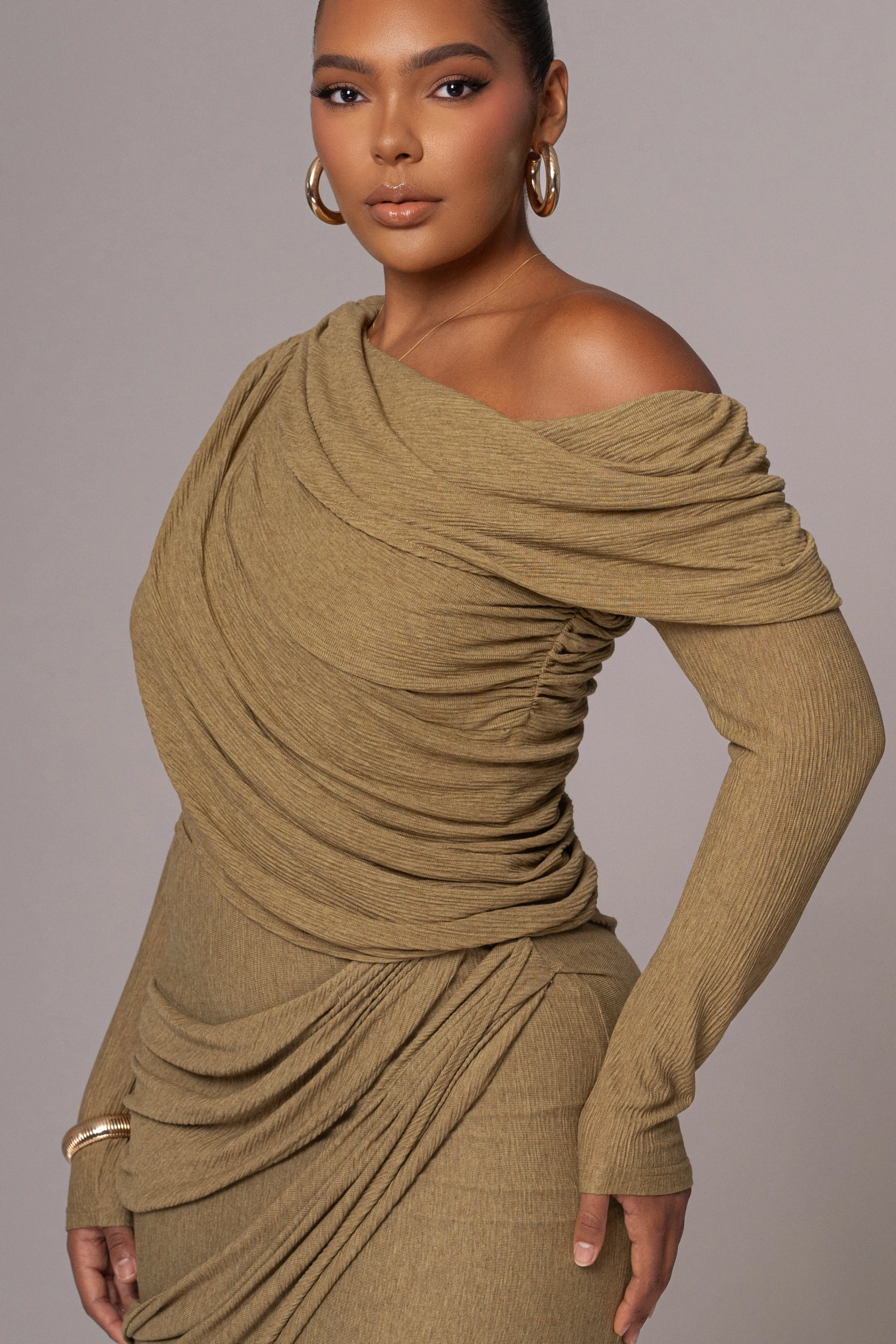 Moss Textured One Shoulder Bodysuit