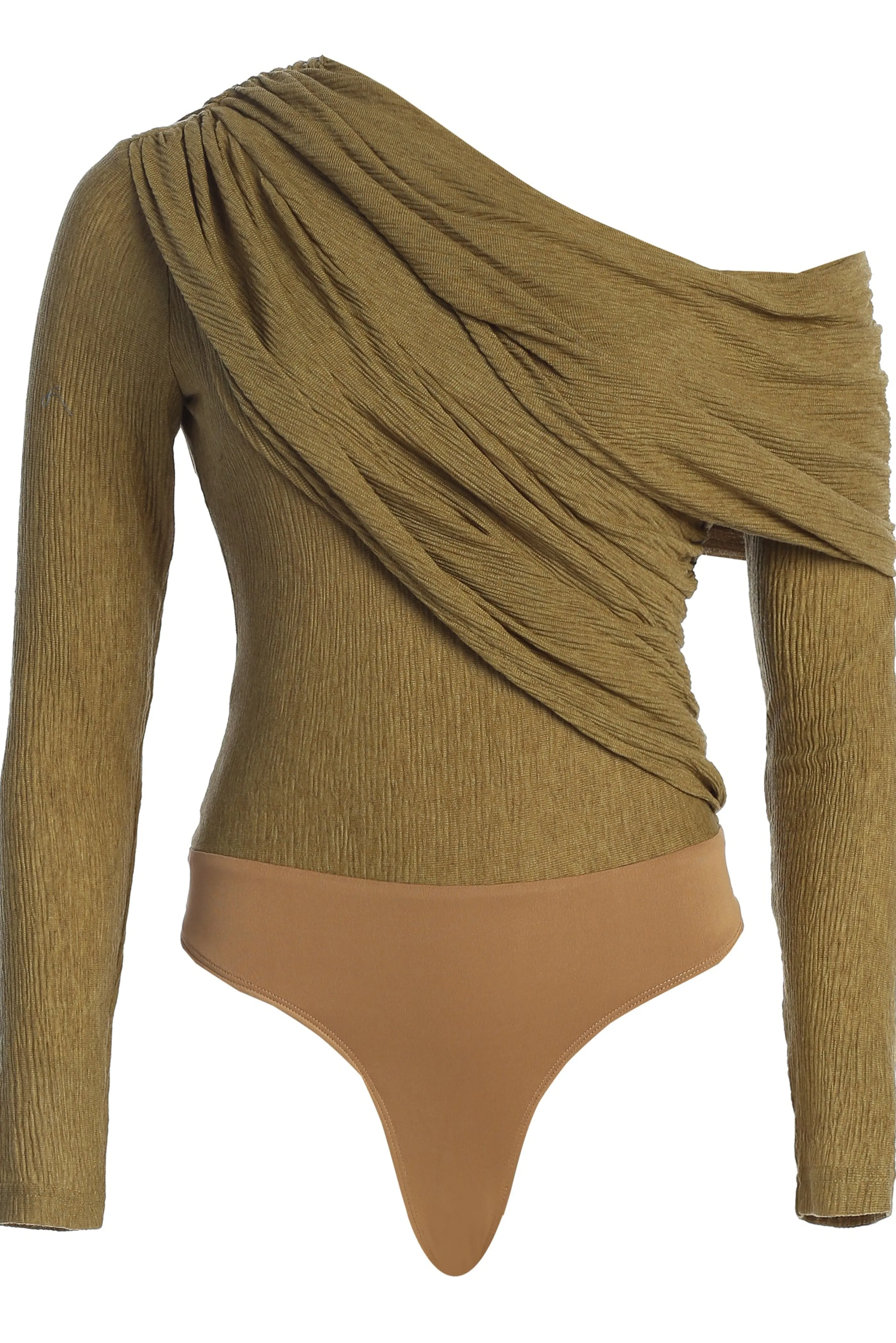 Moss Textured One Shoulder Bodysuit