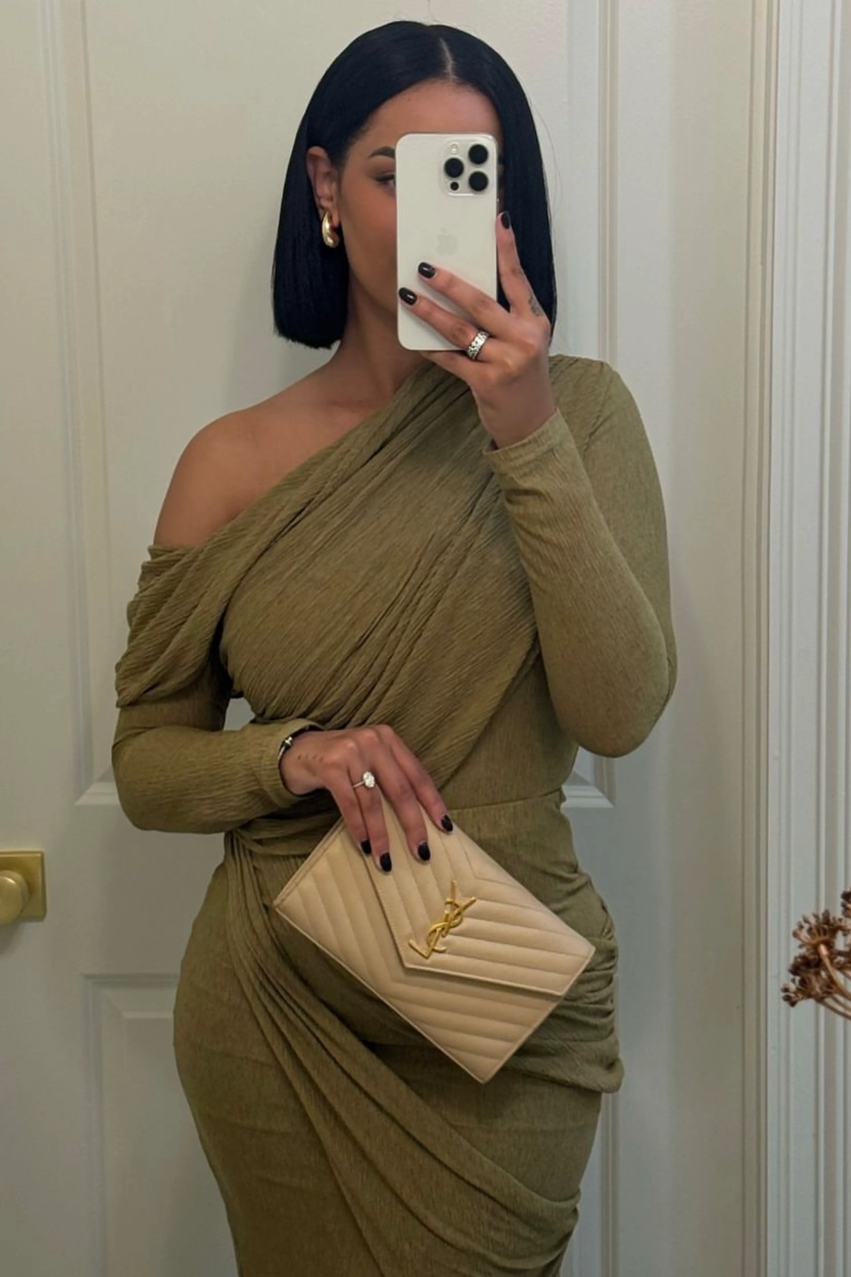 Moss Textured One Shoulder Bodysuit