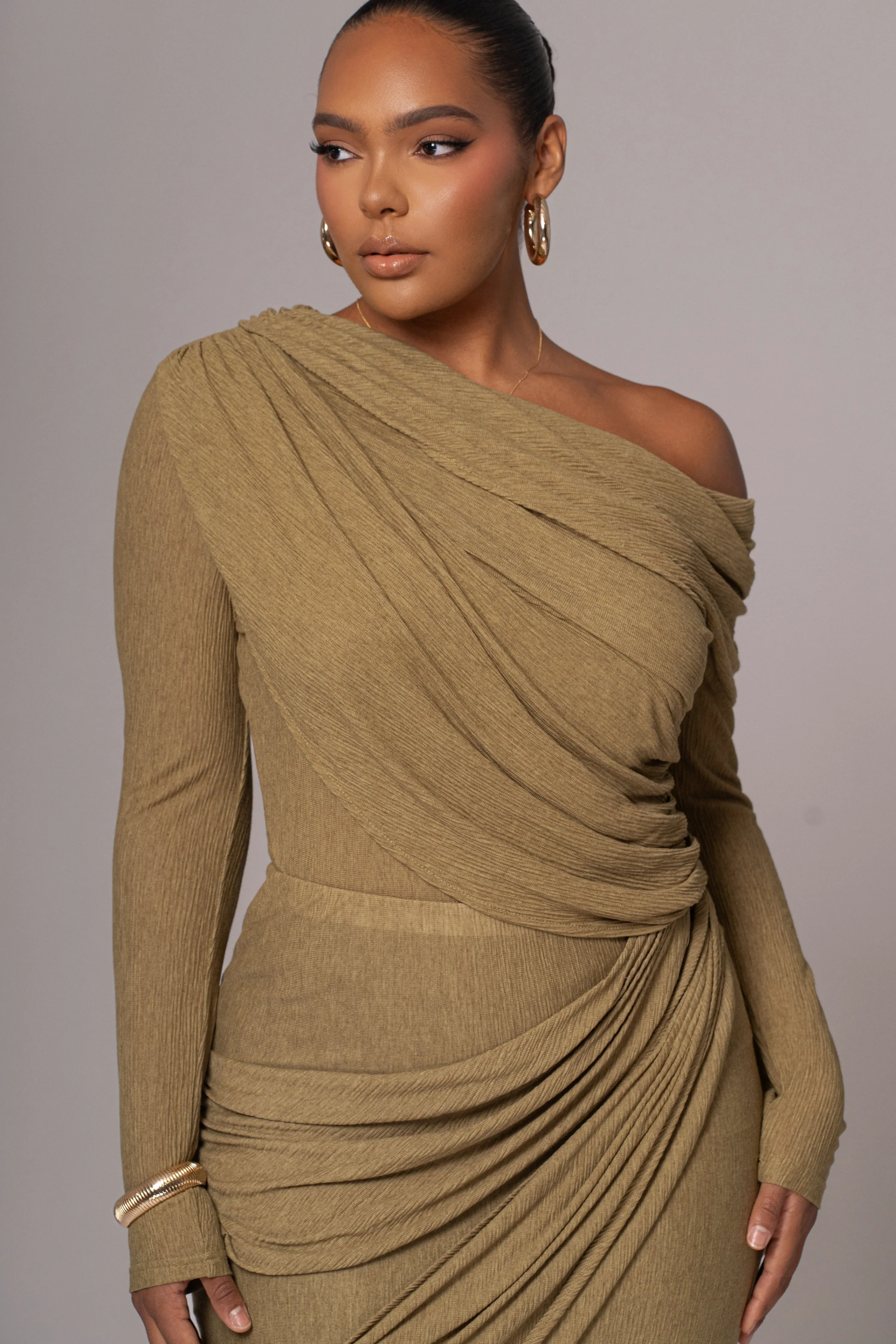 Moss Textured One Shoulder Bodysuit