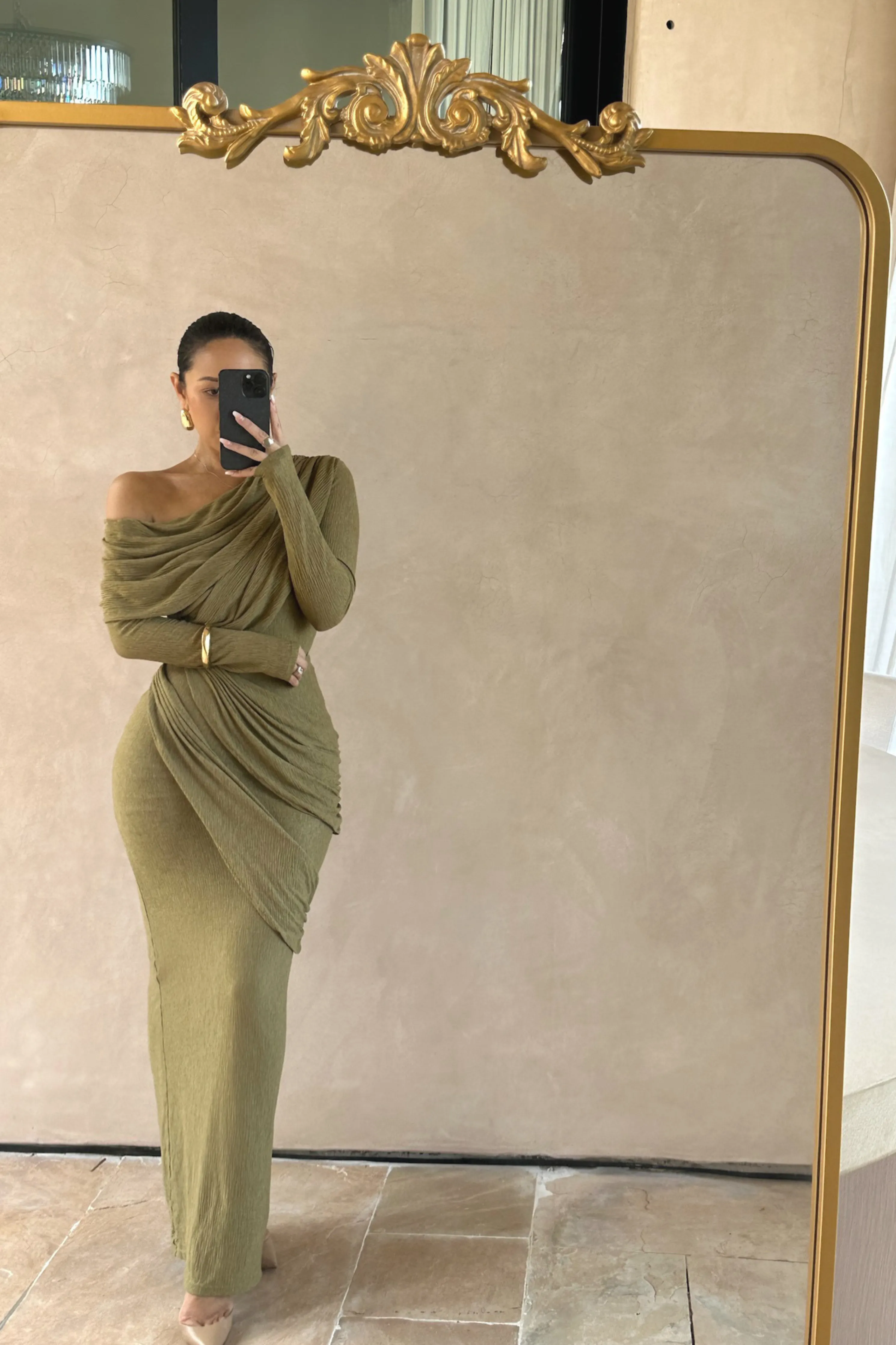 Moss Textured One Shoulder Bodysuit