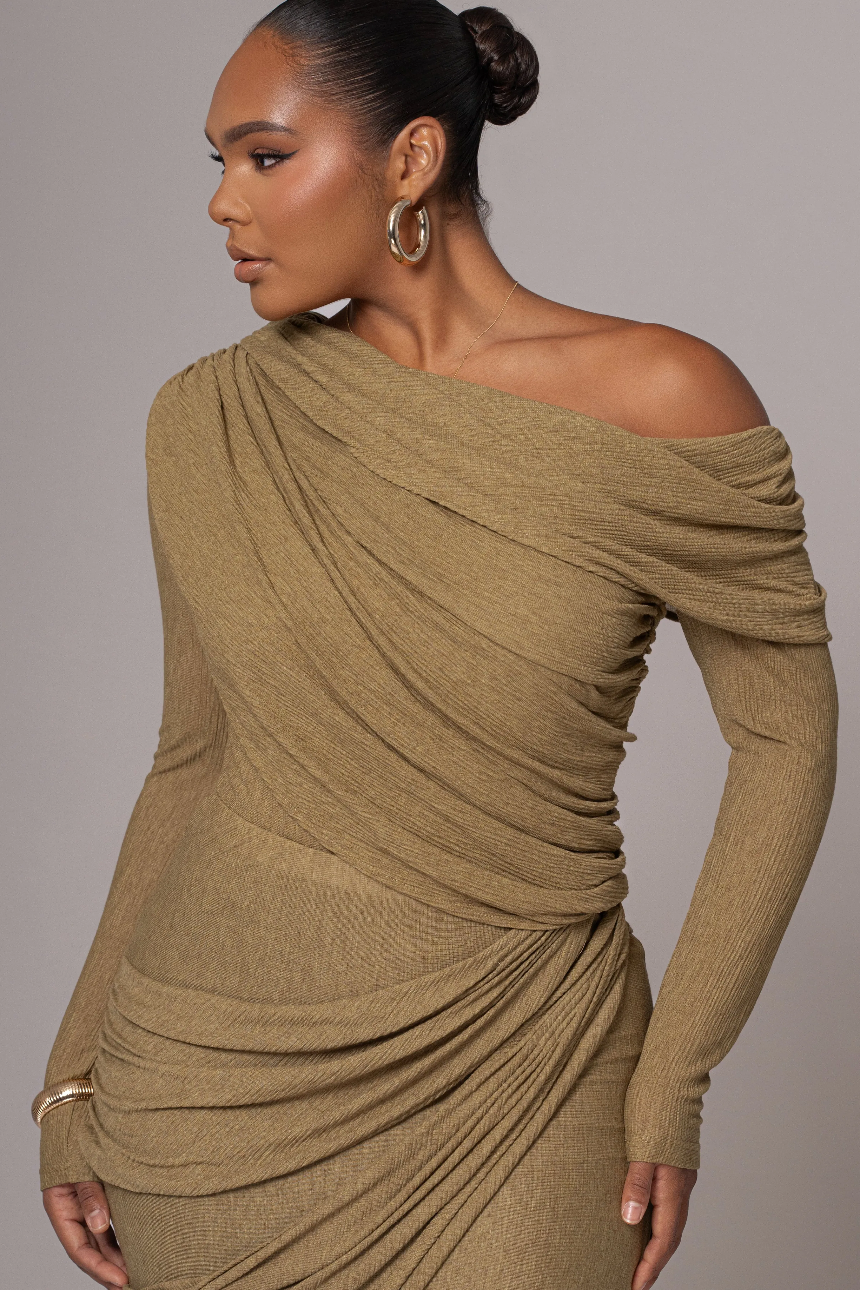 Moss Textured One Shoulder Bodysuit