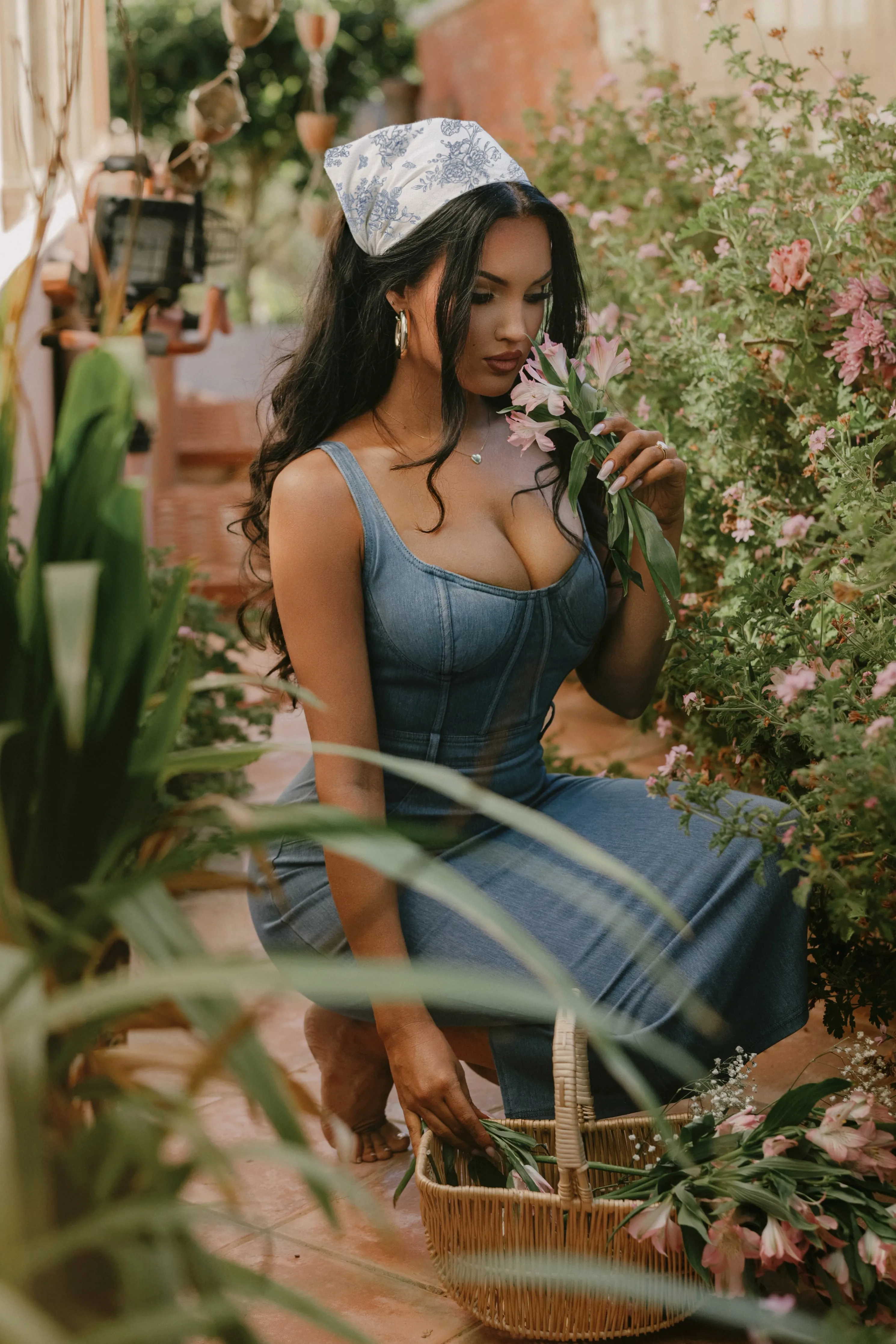 NAT LIV x JLUXLABEL Denim Malika Midi Dress