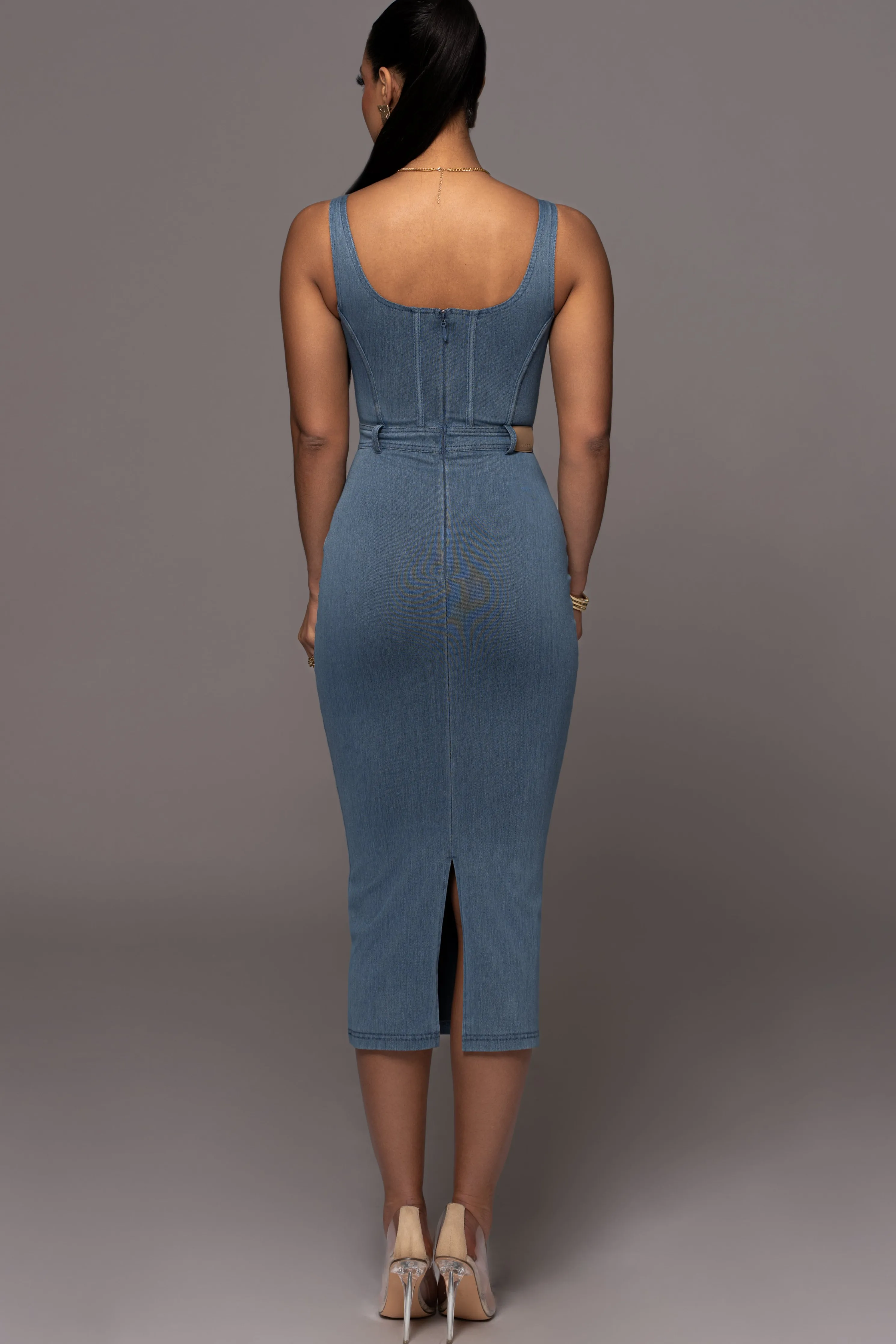 NAT LIV x JLUXLABEL Denim Malika Midi Dress