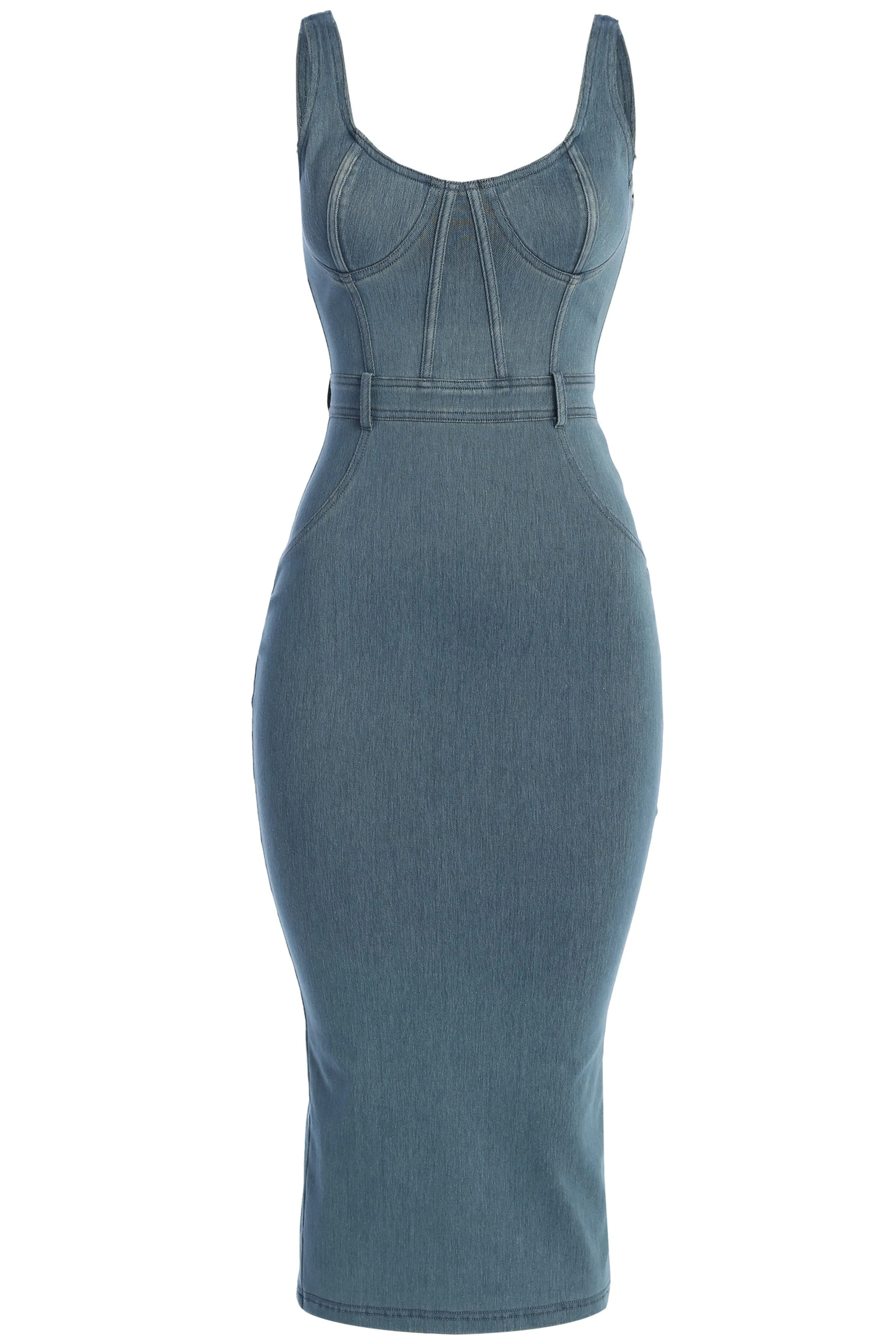 NAT LIV x JLUXLABEL Denim Malika Midi Dress
