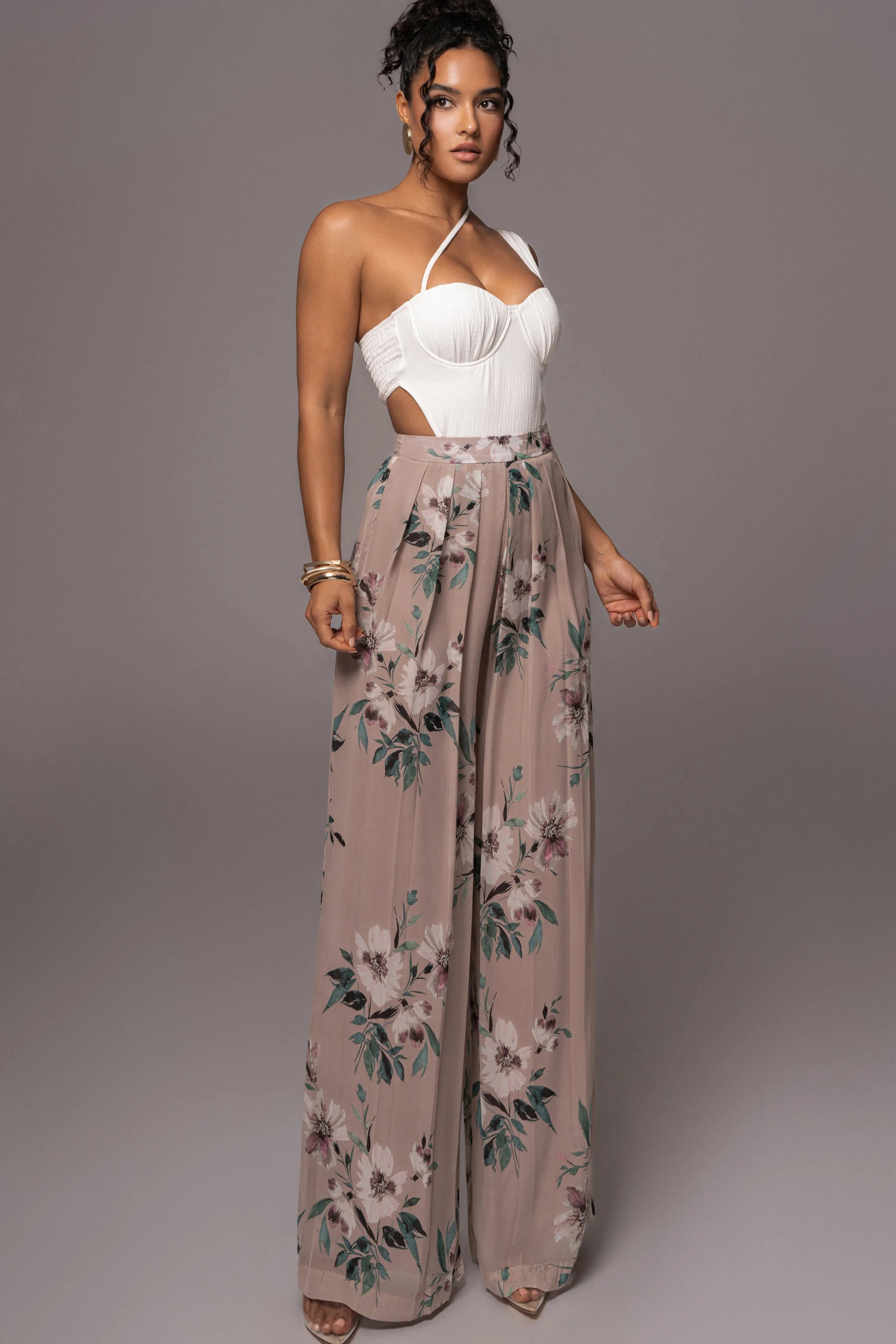 Natural Scenic One-Shoulder Linen Bodysuit