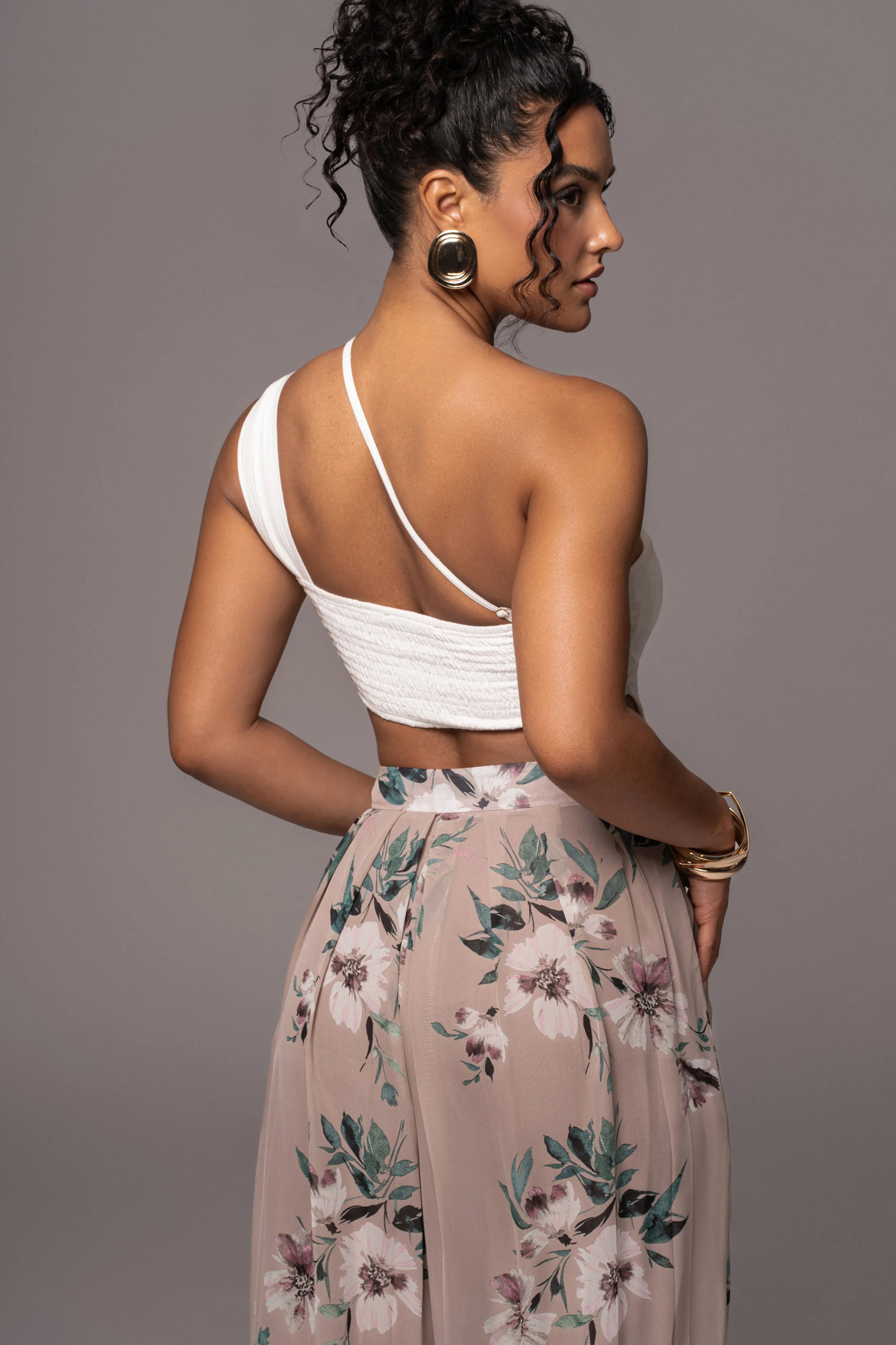 Natural Scenic One-Shoulder Linen Bodysuit