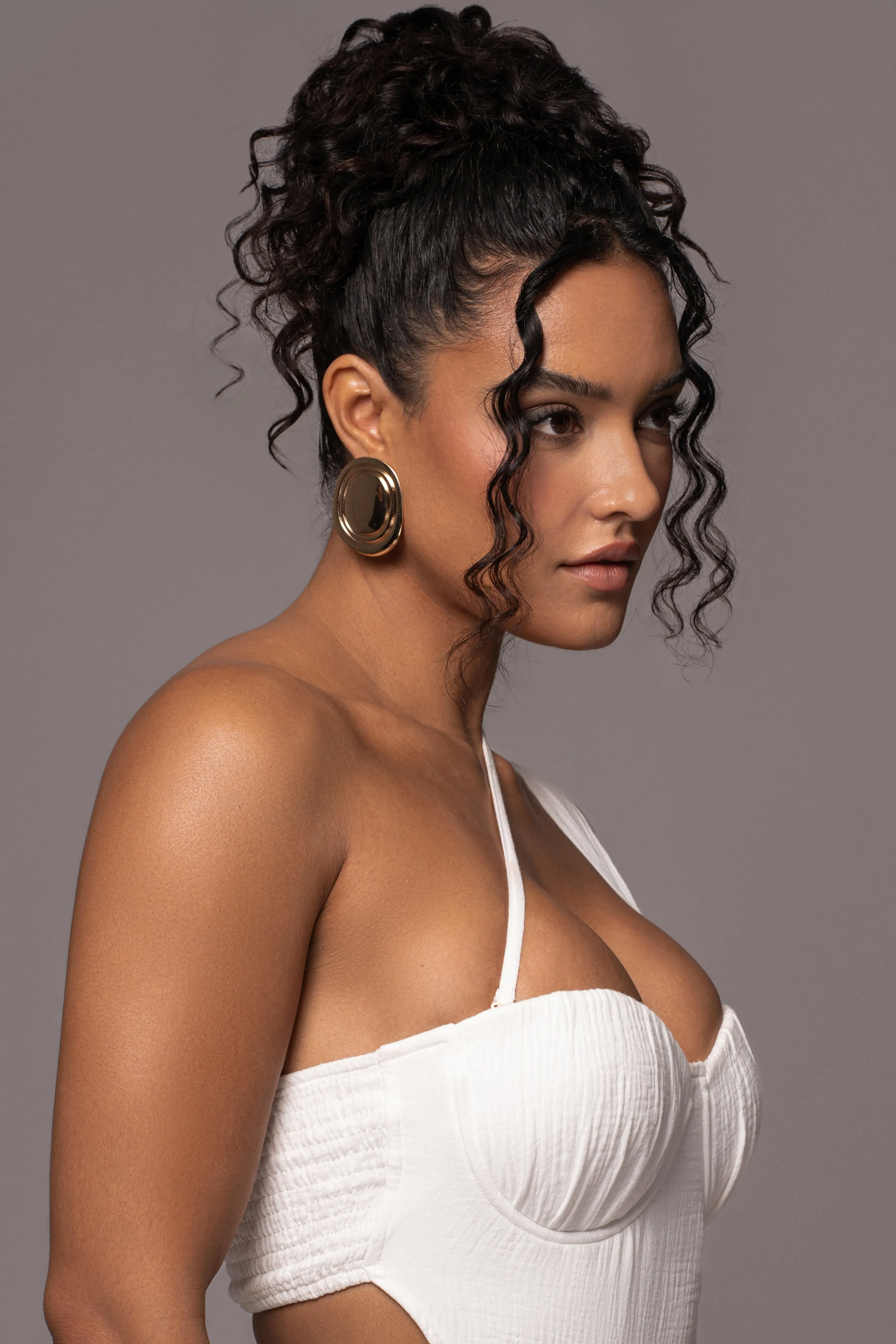 Natural Scenic One-Shoulder Linen Bodysuit