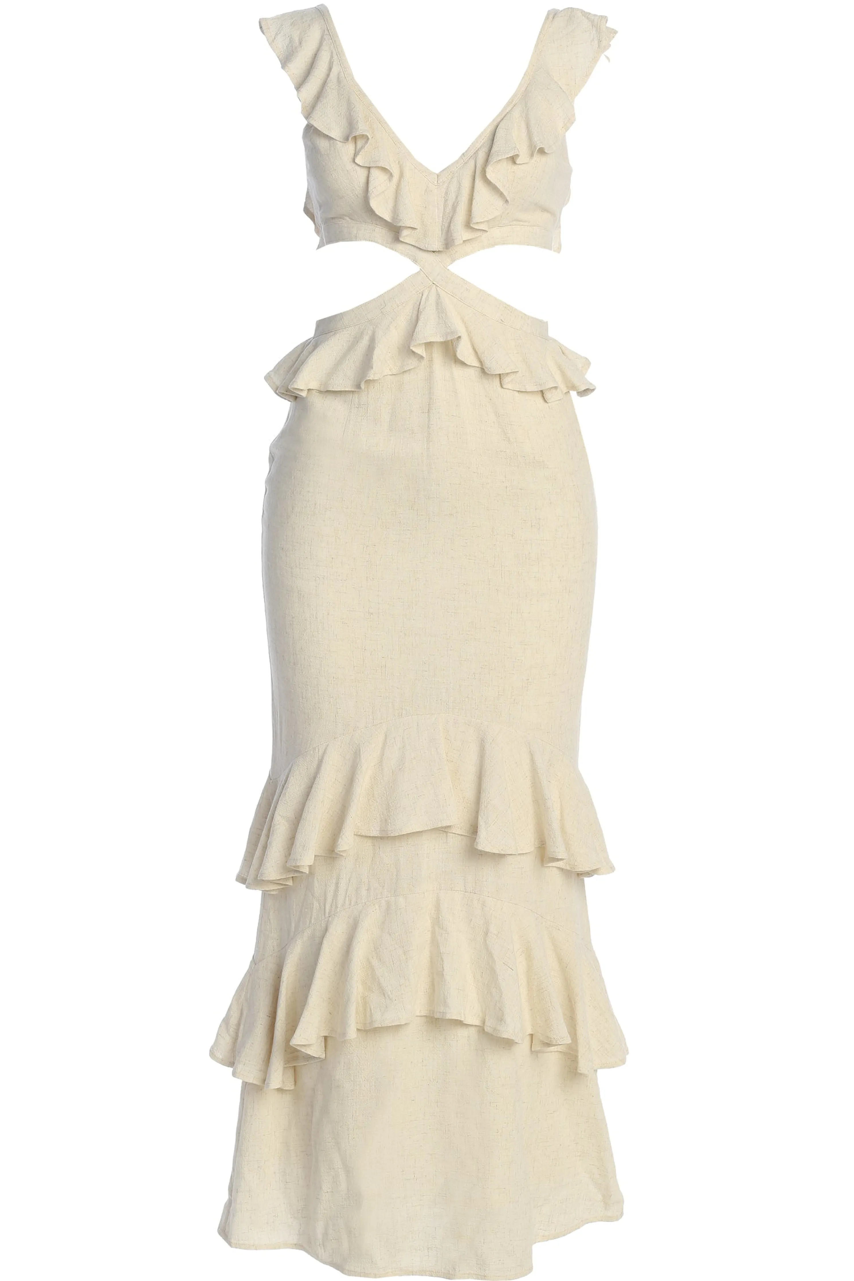 Natural Sunshine Ruffle Linen Dress