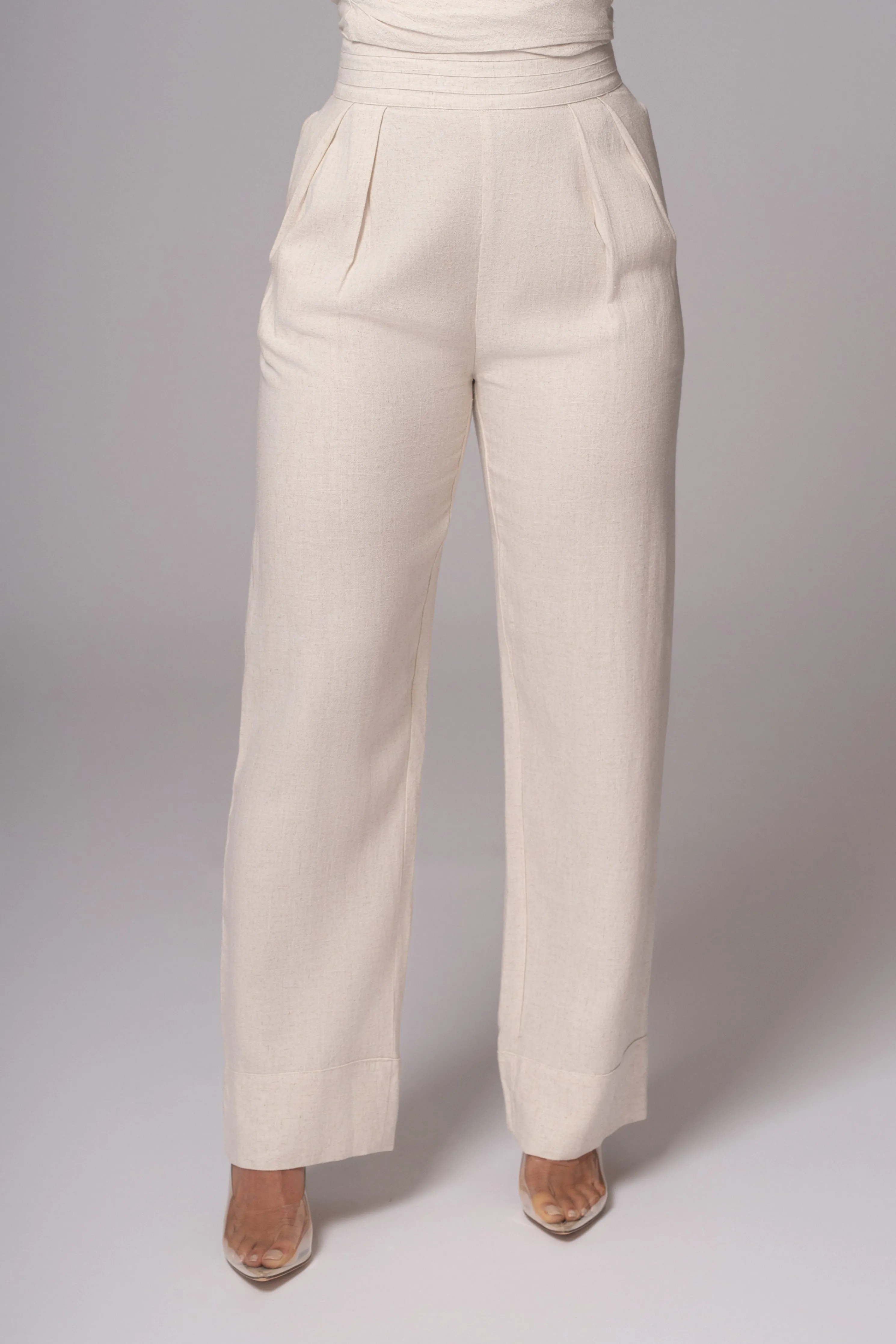Natural Villa Views Linen Trousers