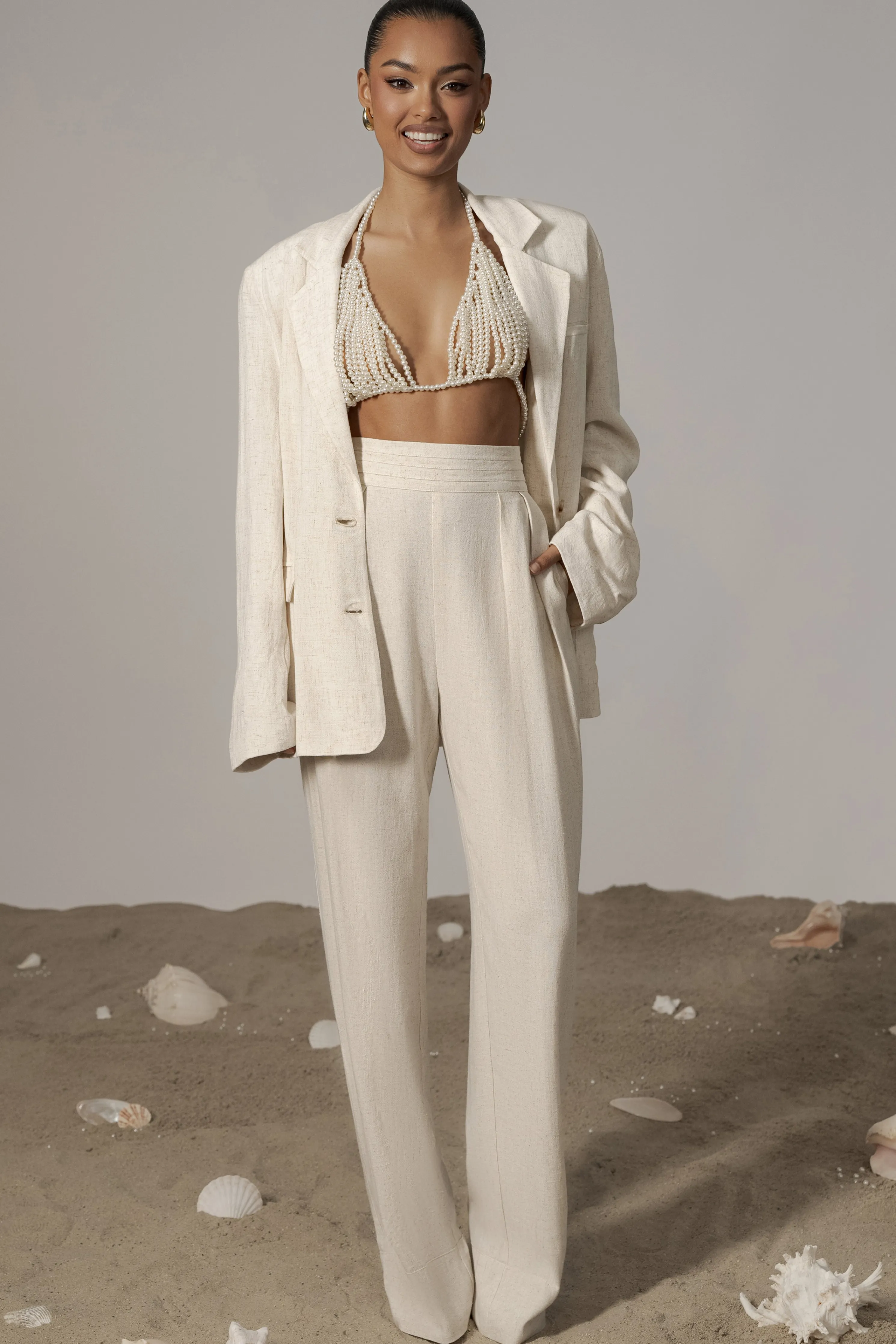 Natural Villa Views Linen Trousers