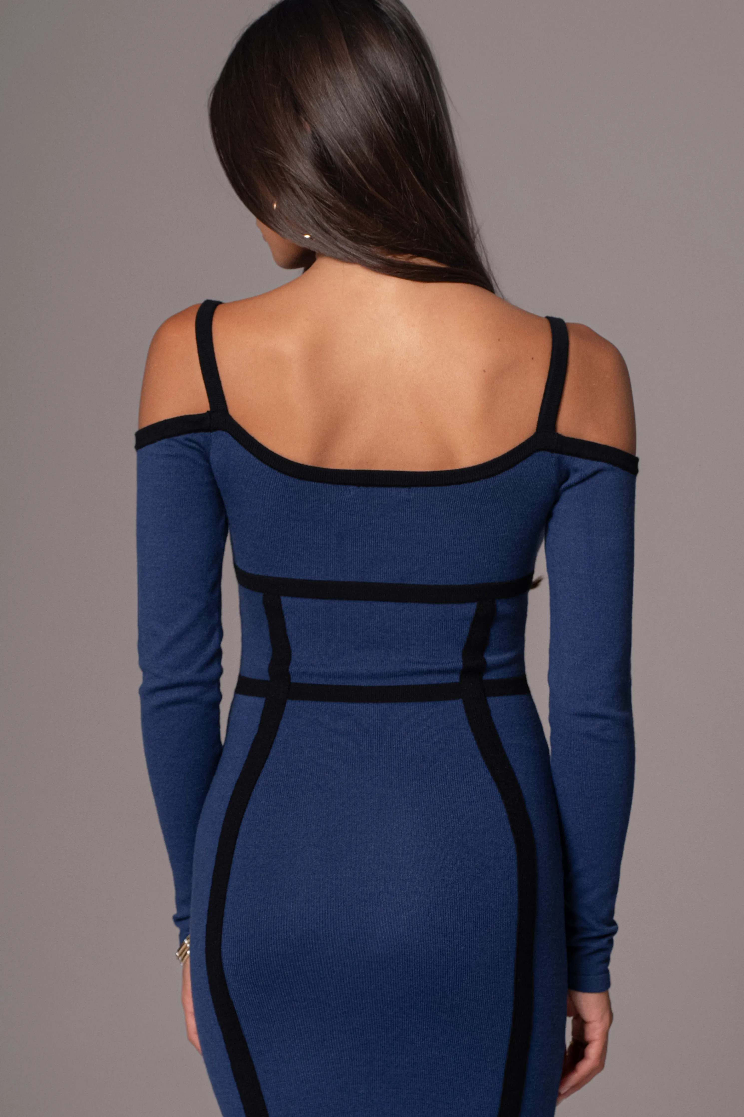 Navy Debora Knit Midi Dress
