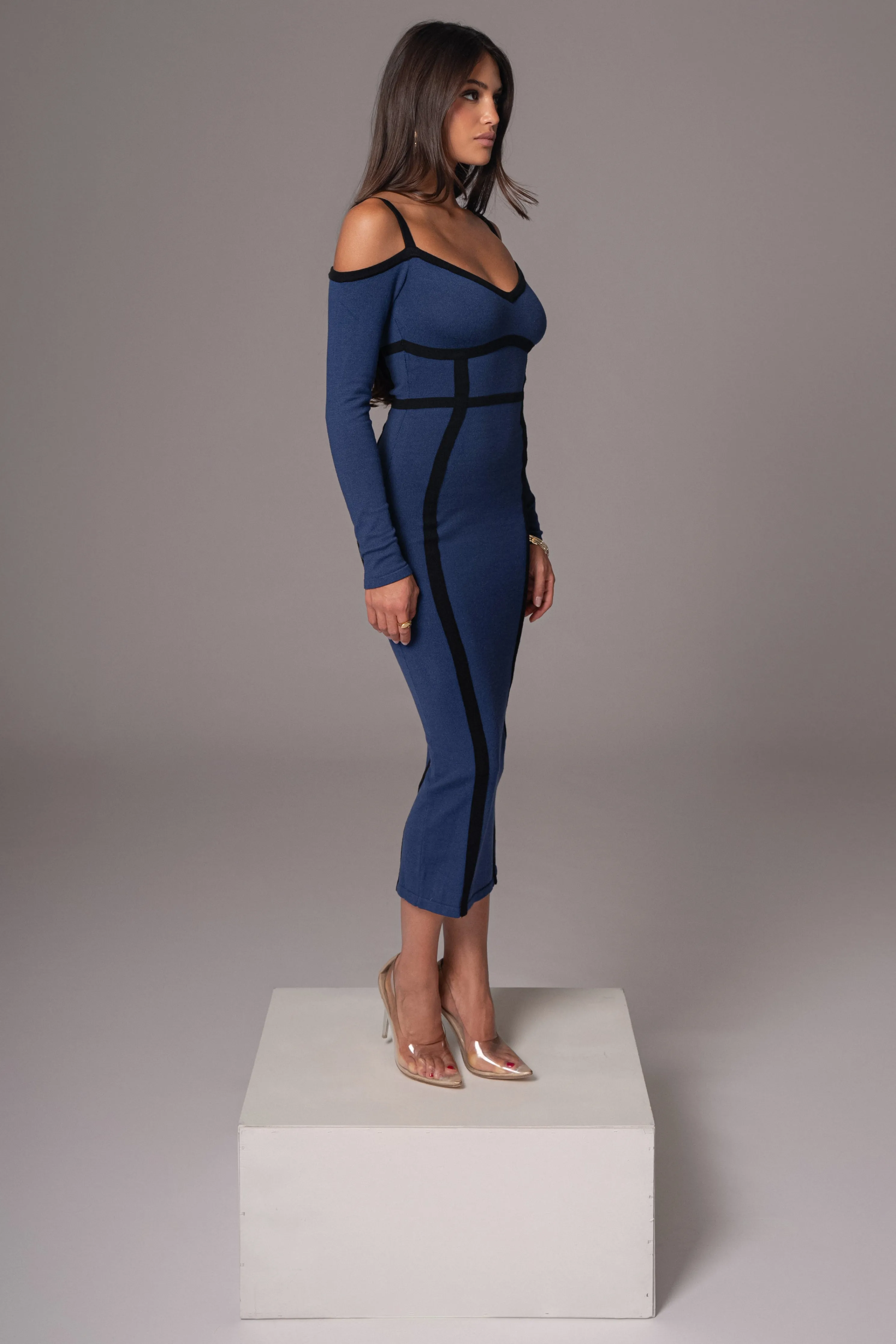 Navy Debora Knit Midi Dress