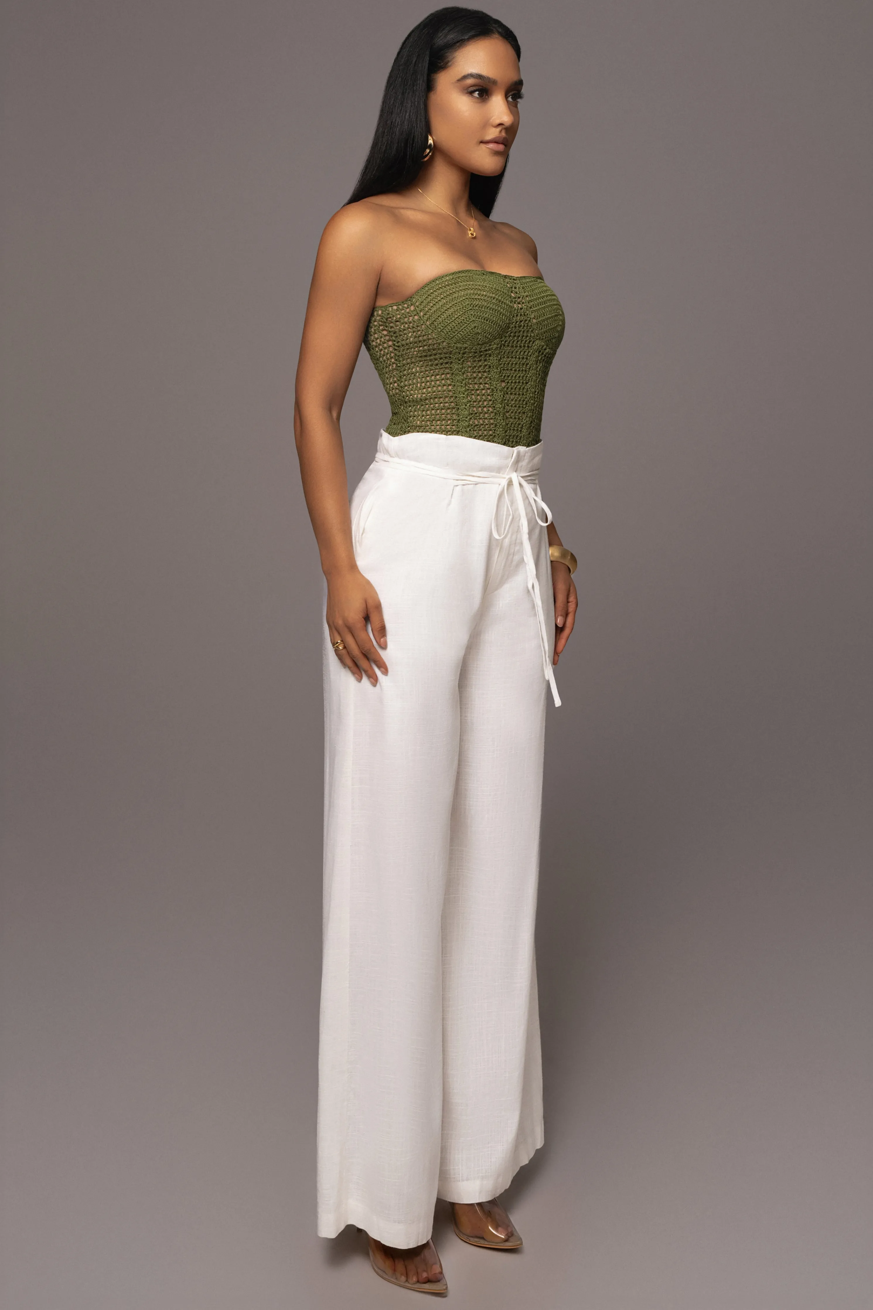 Off White Waverly Linen Trousers