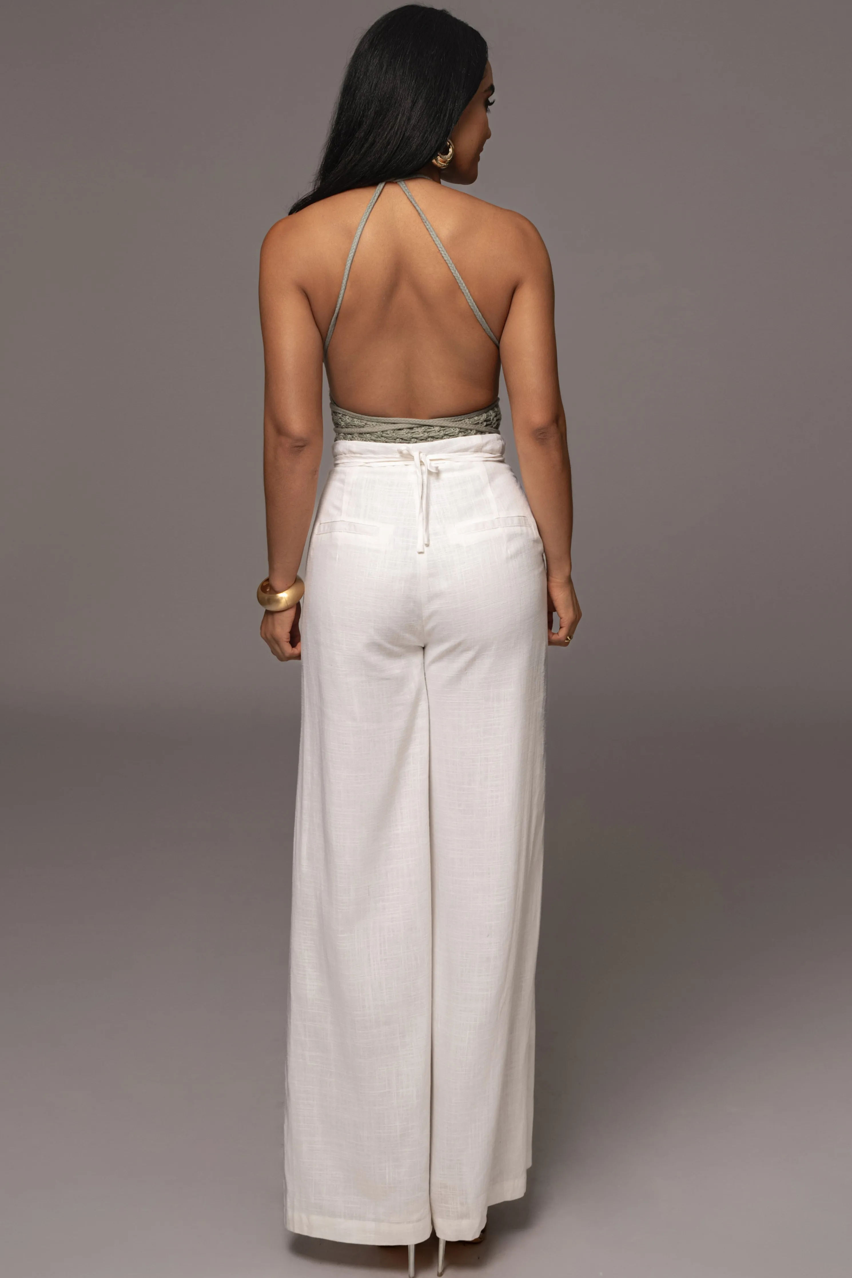 Off White Waverly Linen Trousers