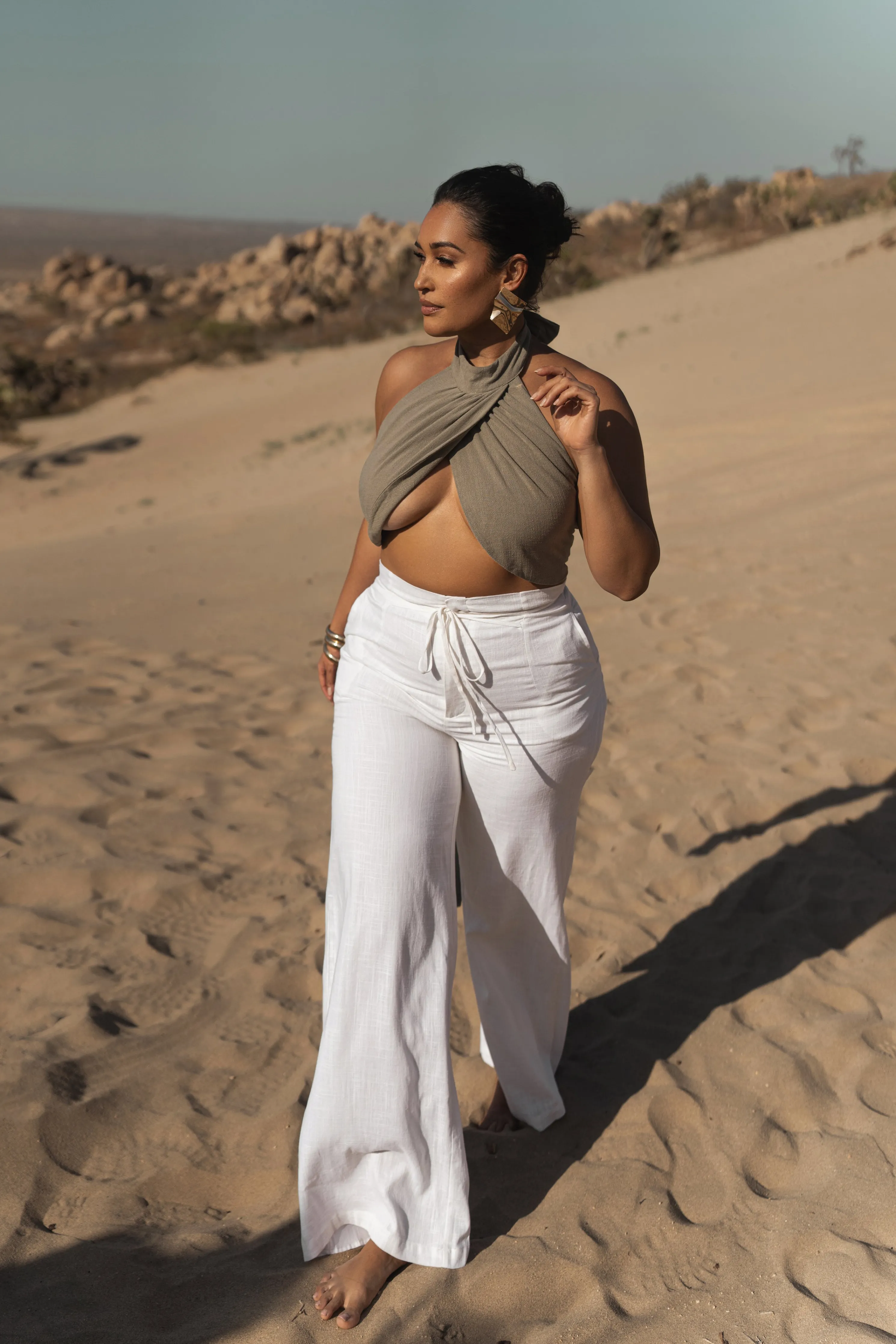 Off White Waverly Linen Trousers