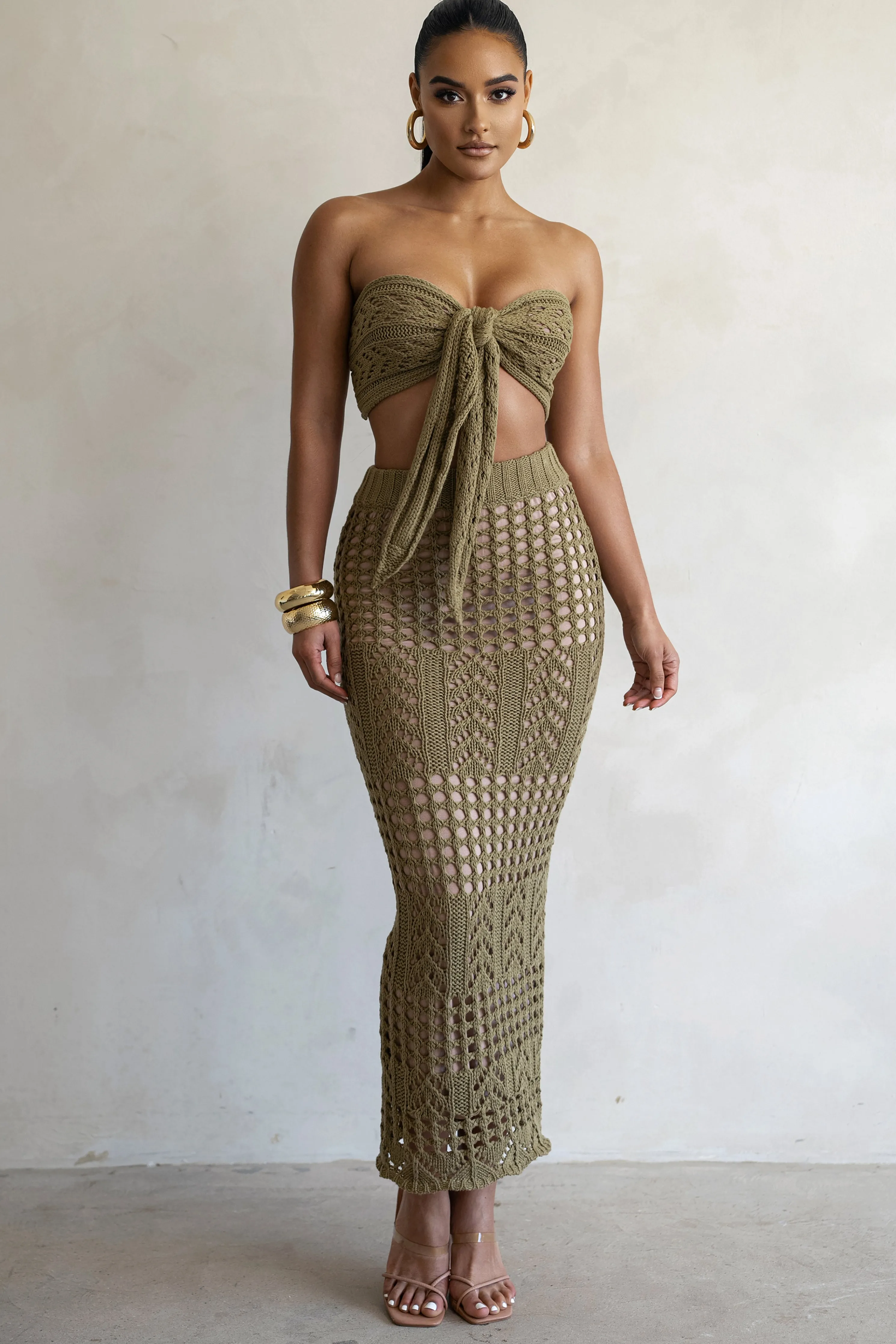 Olive Caribbean Skies Skirt Set