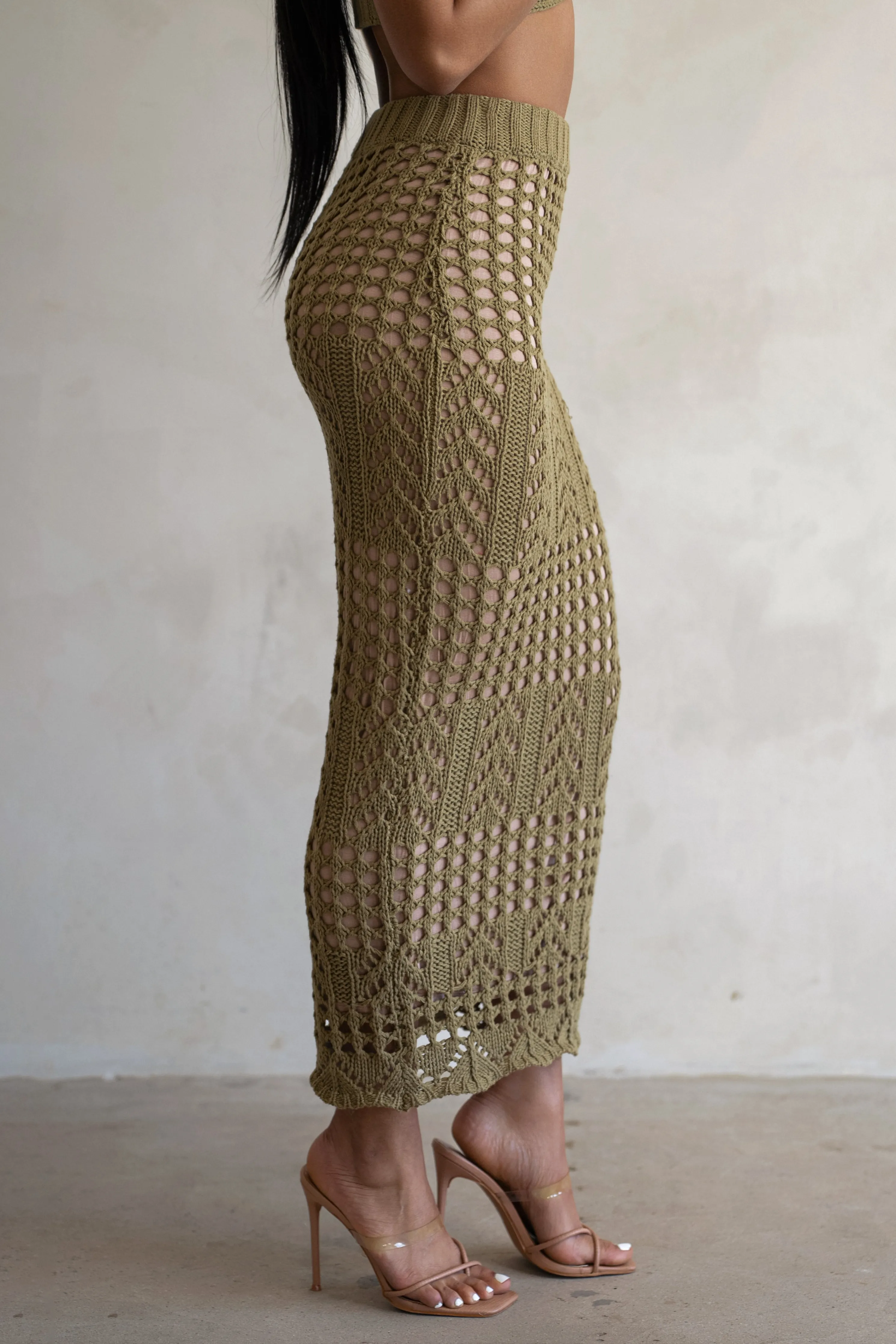 Olive Caribbean Skies Skirt Set