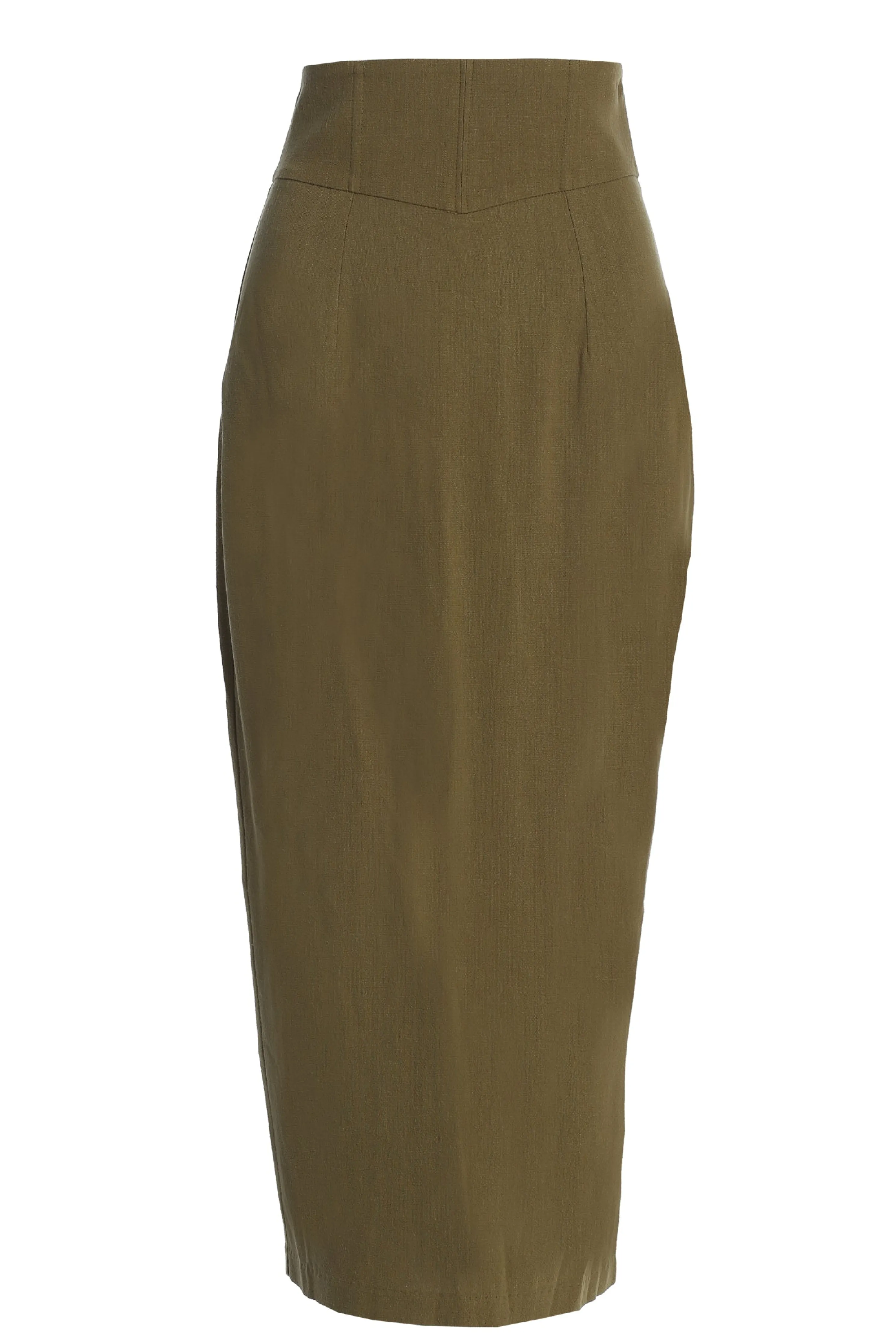 Olive Coastland Linen Skirt