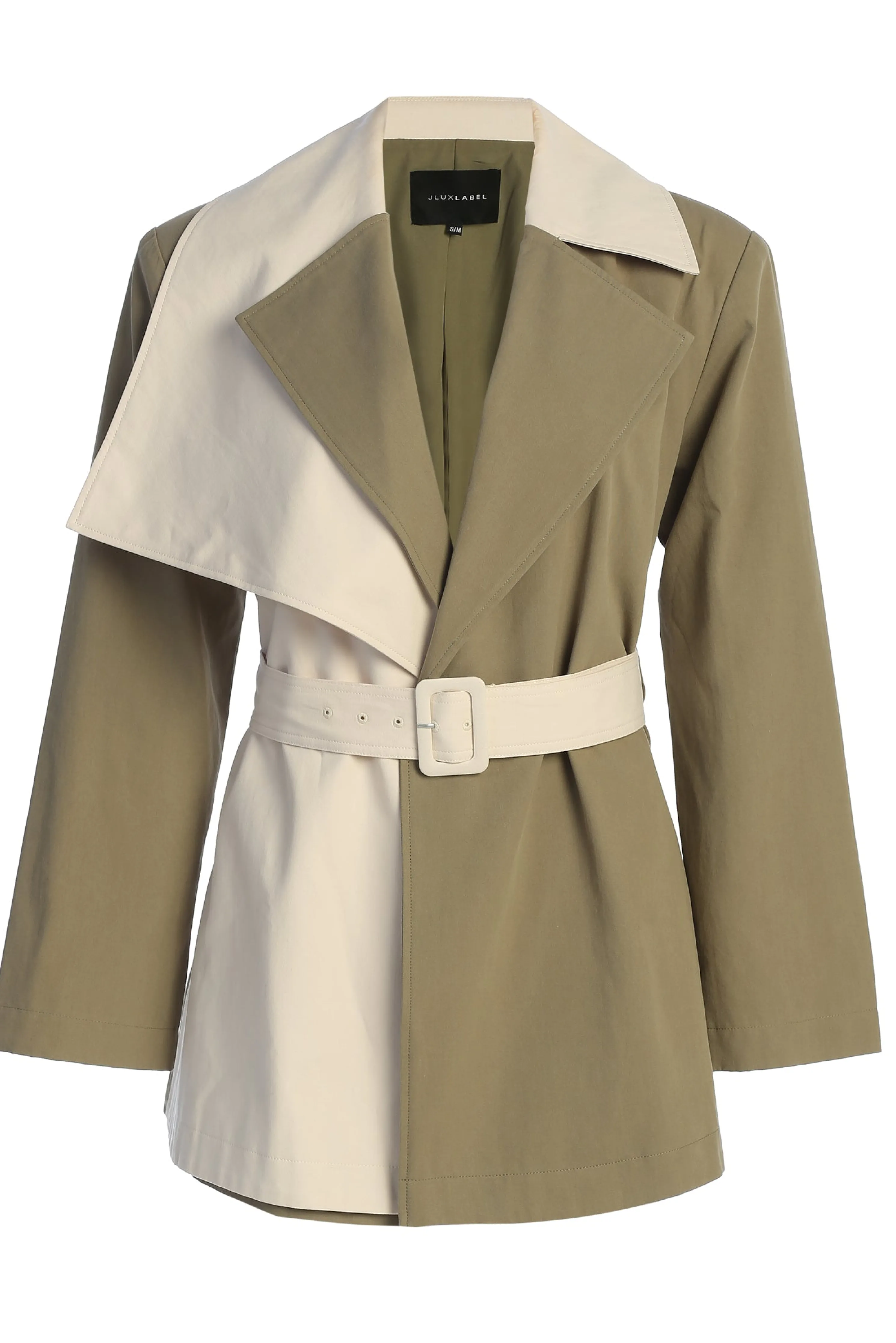 Olive Color Block Summit Belted Jacket