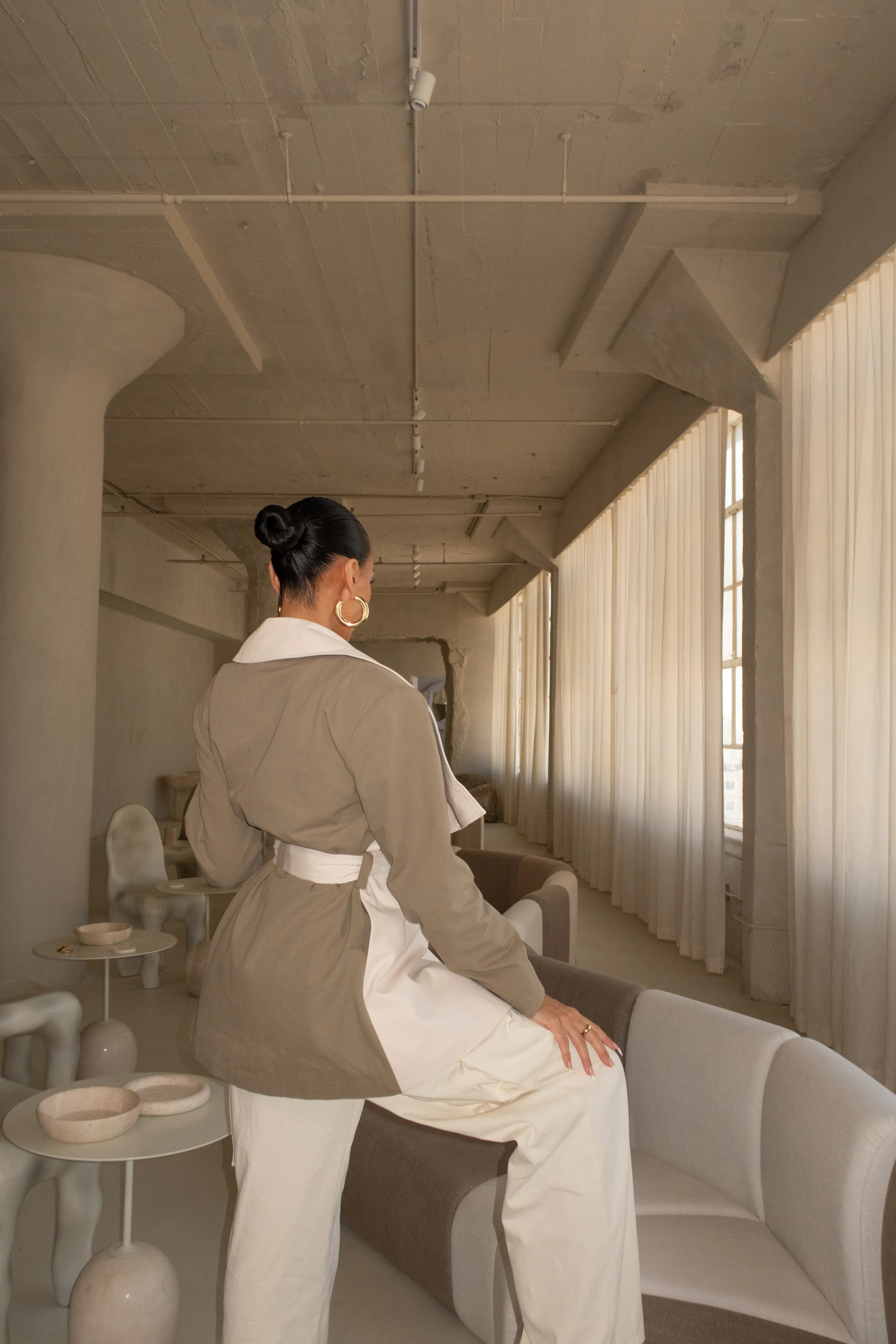 Olive Color Block Summit Belted Jacket