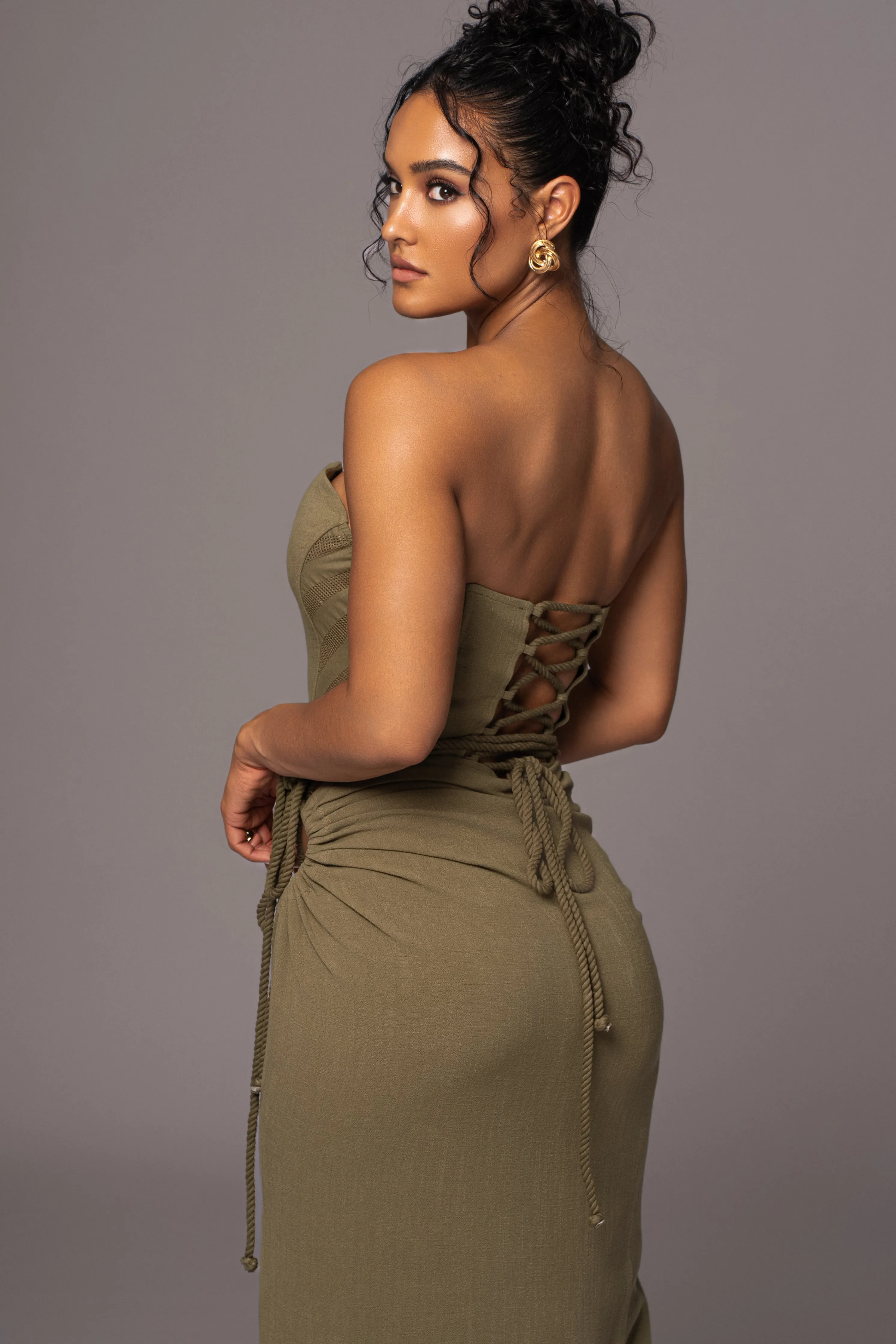 Olive Destination Linen Skirt Set