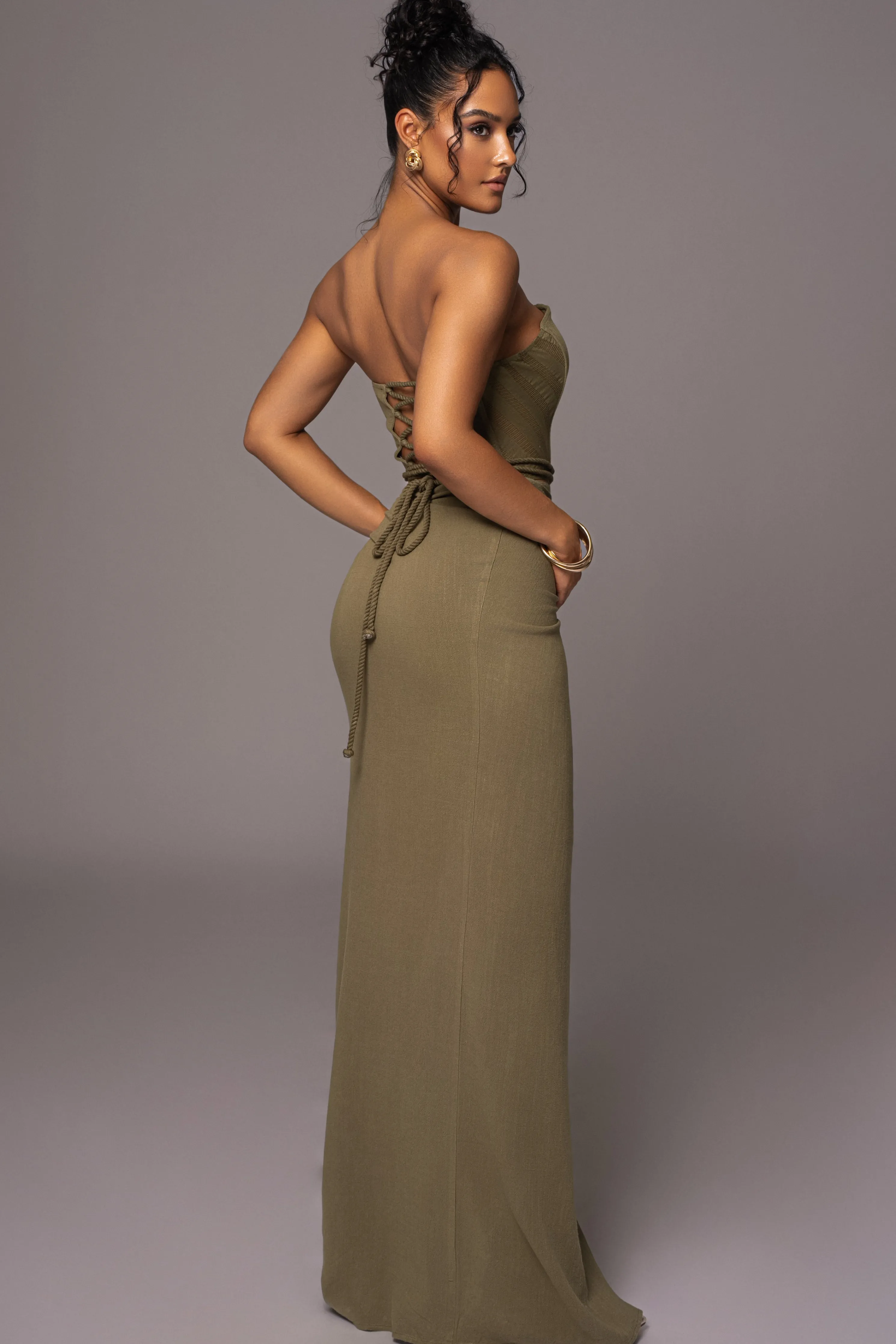 Olive Destination Linen Skirt Set