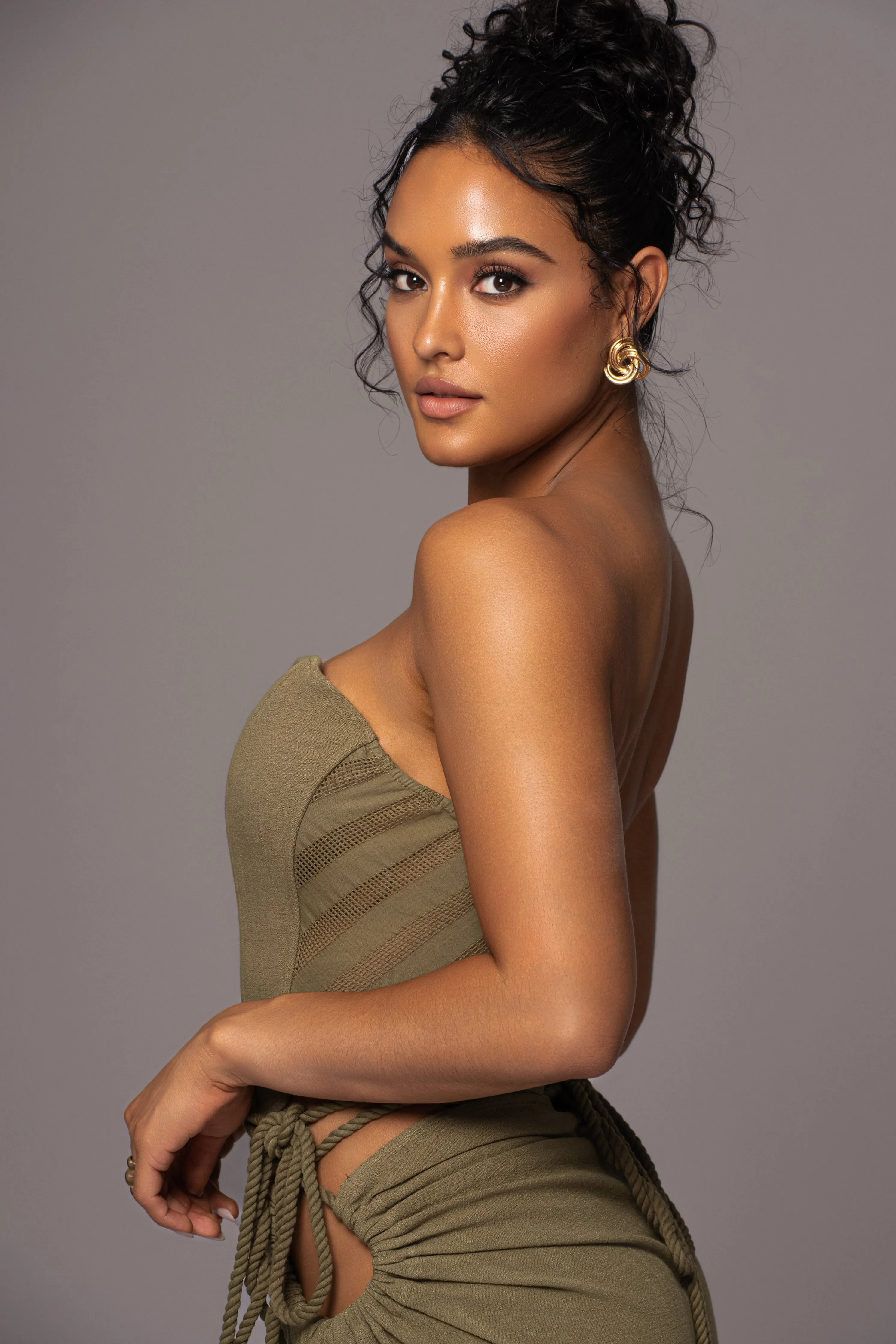 Olive Destination Linen Skirt Set