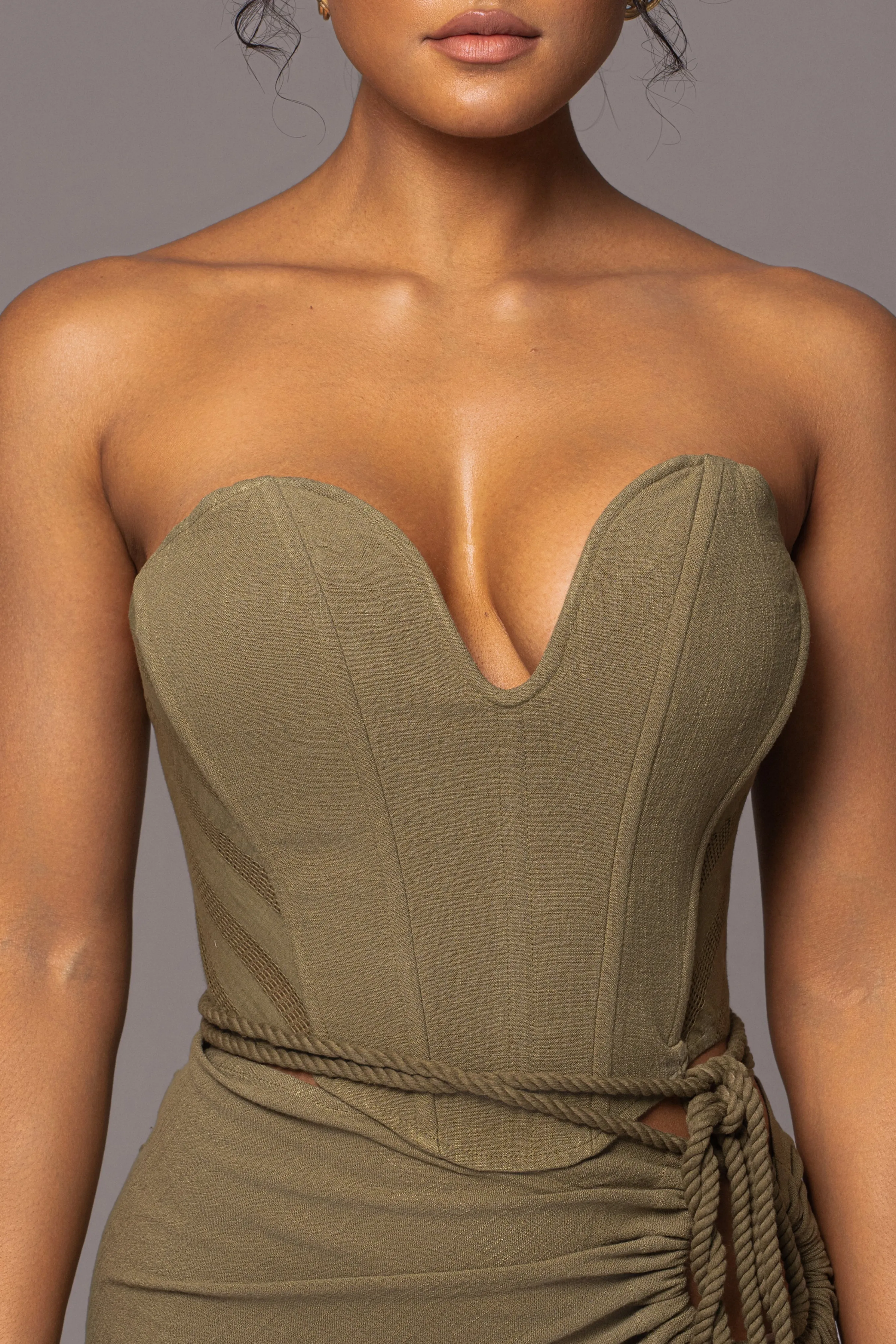 Olive Destination Linen Skirt Set