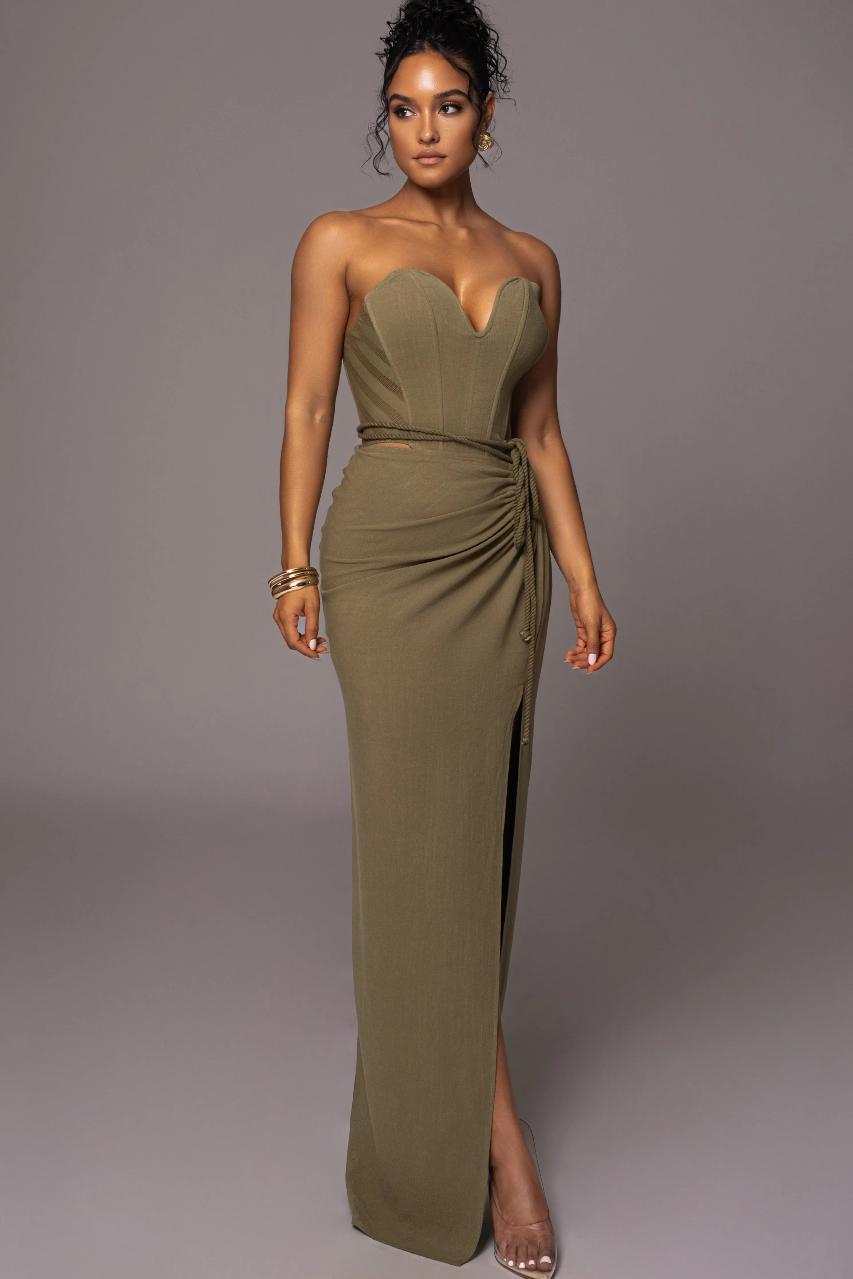 Olive Destination Linen Skirt Set