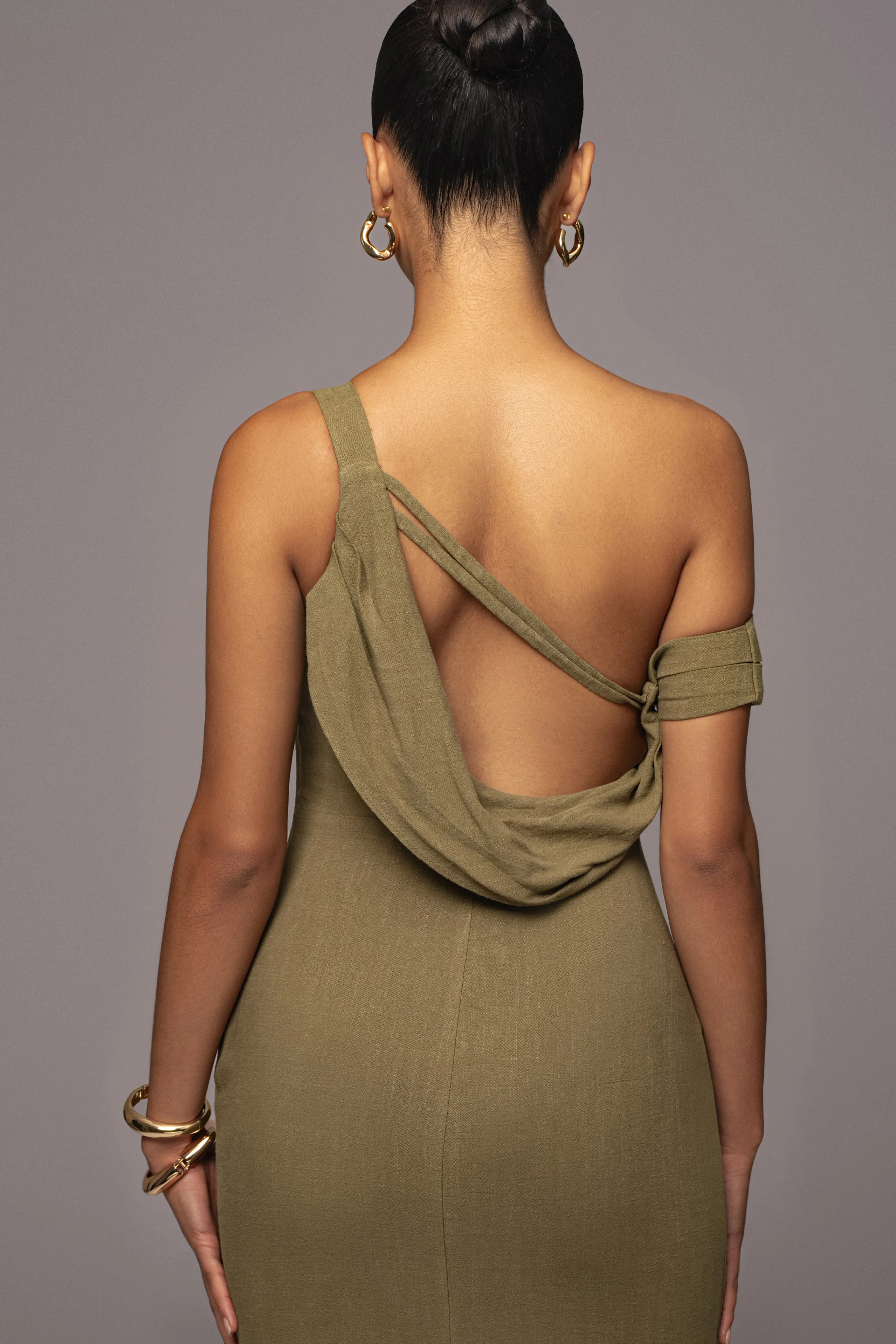 Olive Escape Linen Dress