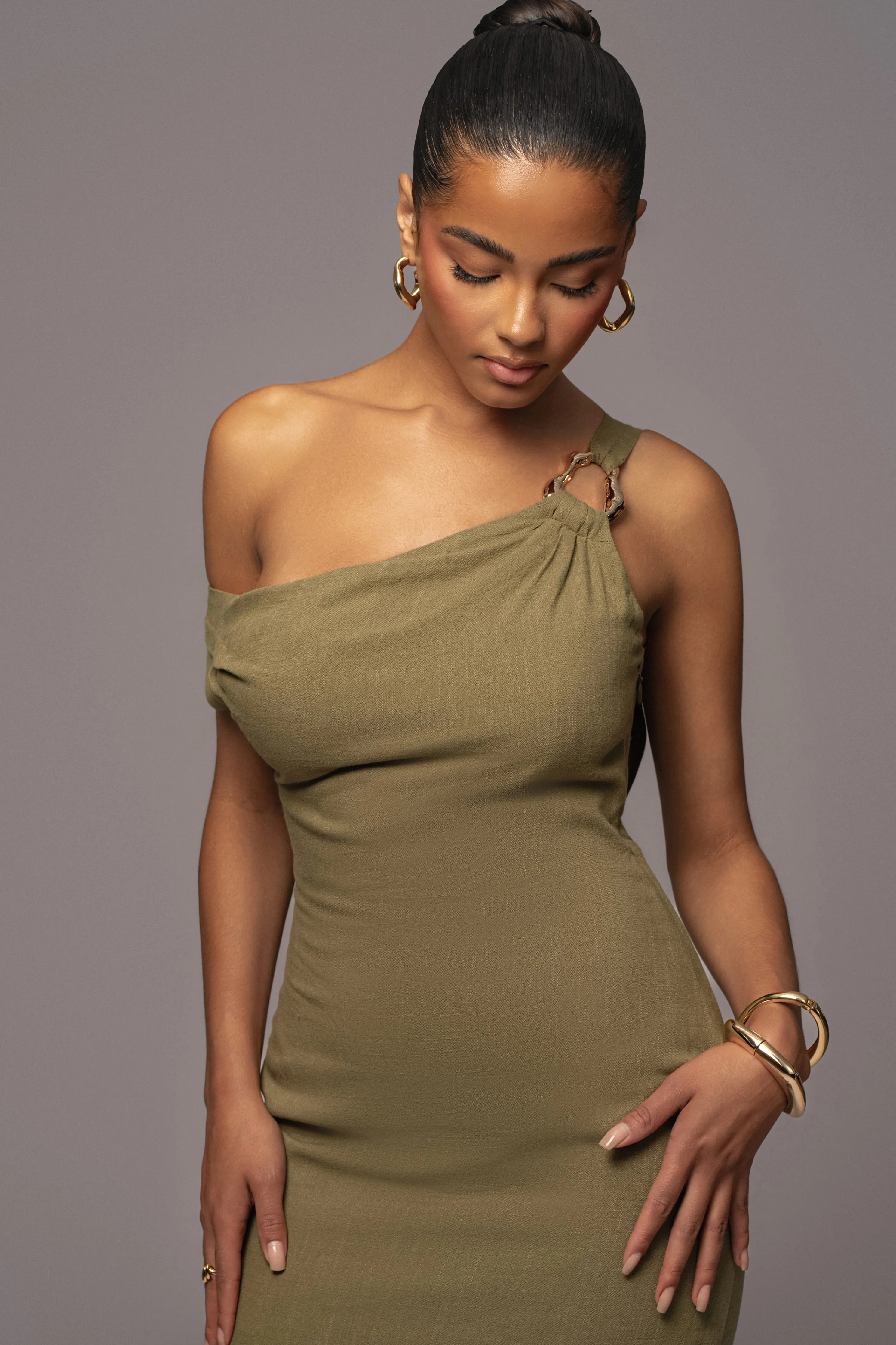 Olive Escape Linen Dress