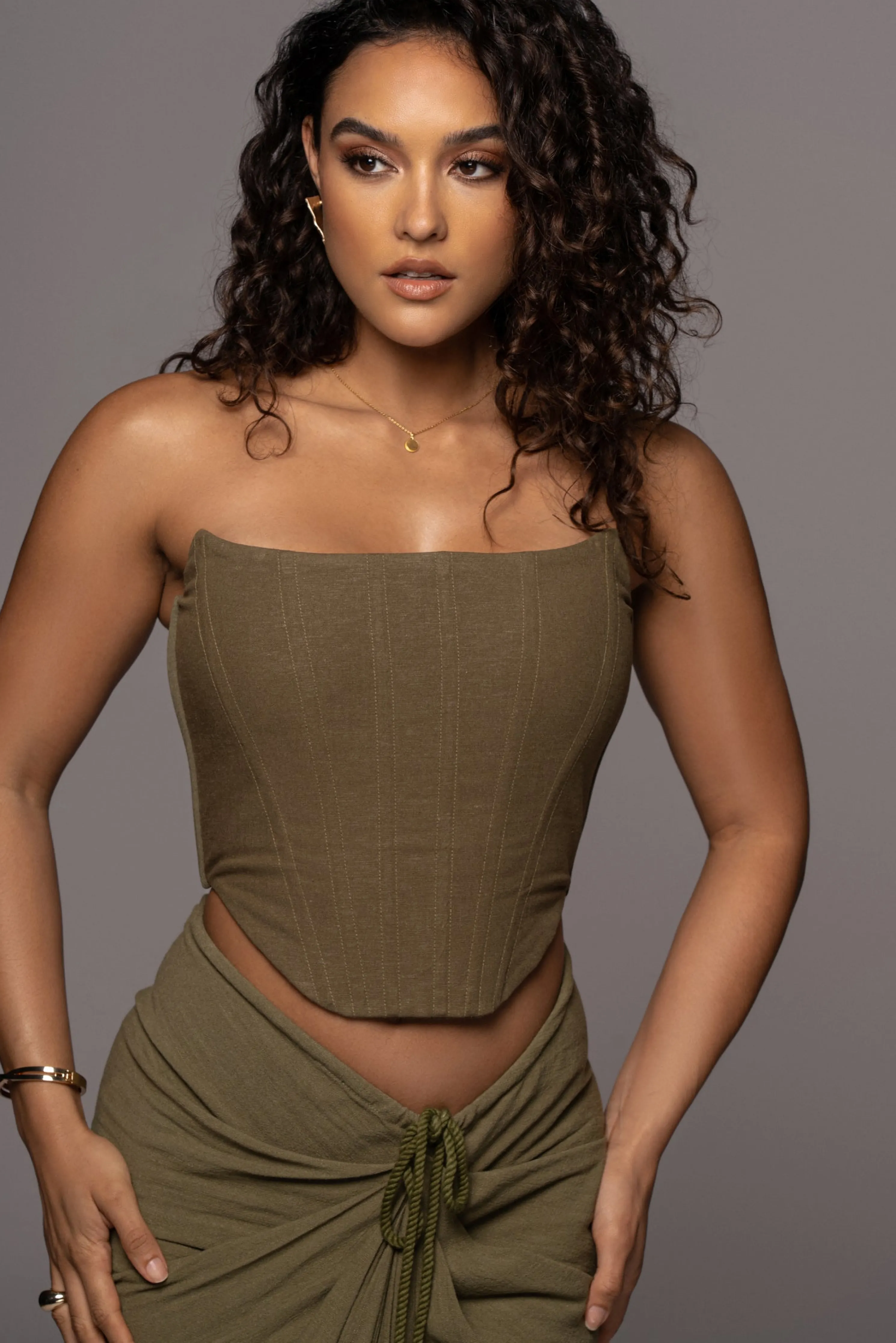 Olive Fenix Reversible Linen Corset