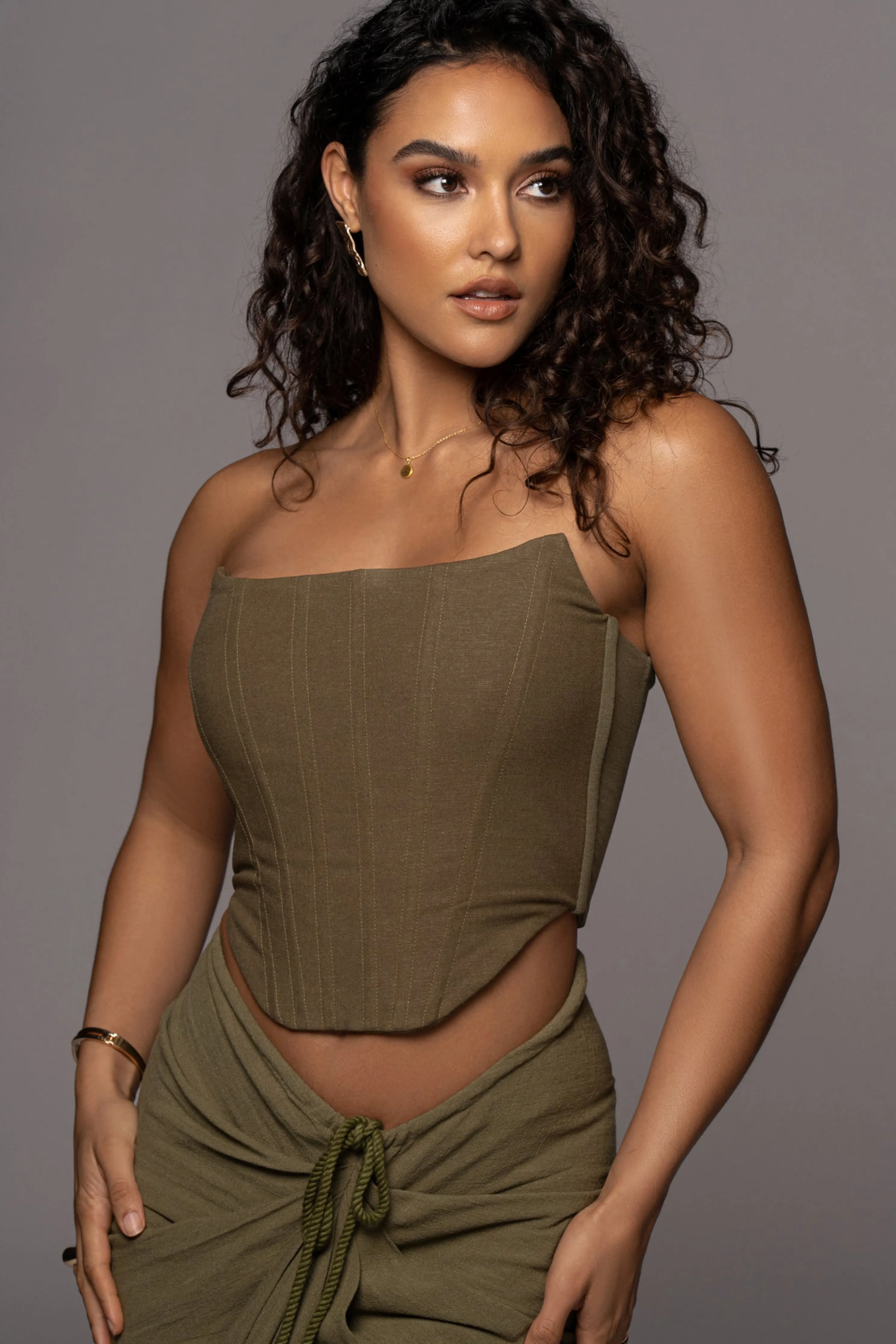 Olive Fenix Reversible Linen Corset