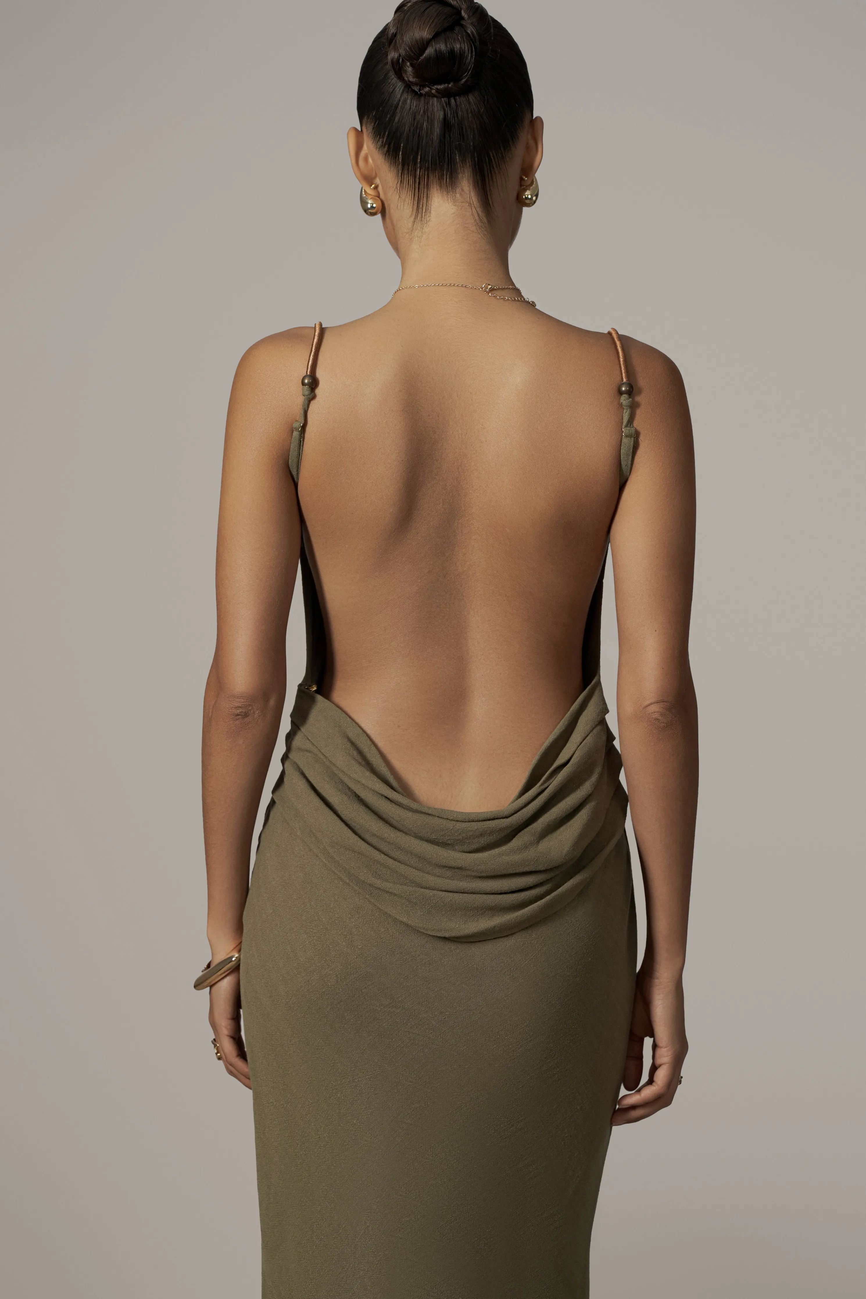 Olive Getaway Linen Maxi Dress