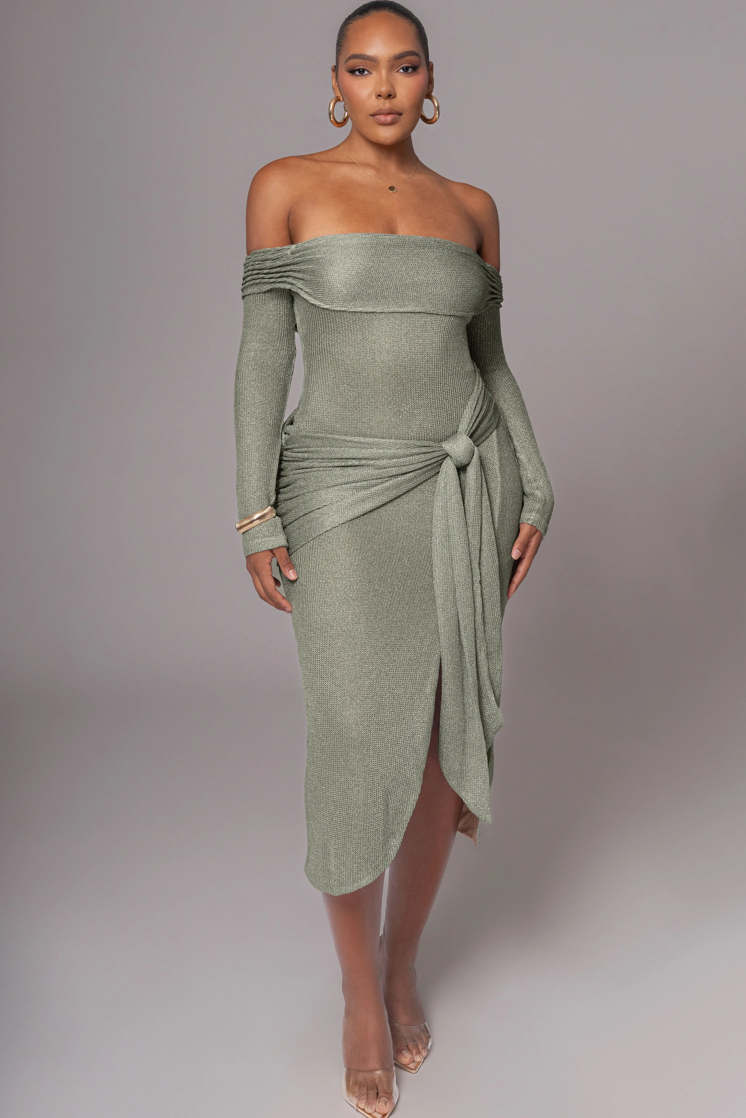 Olive Island Elegance Drape Dress