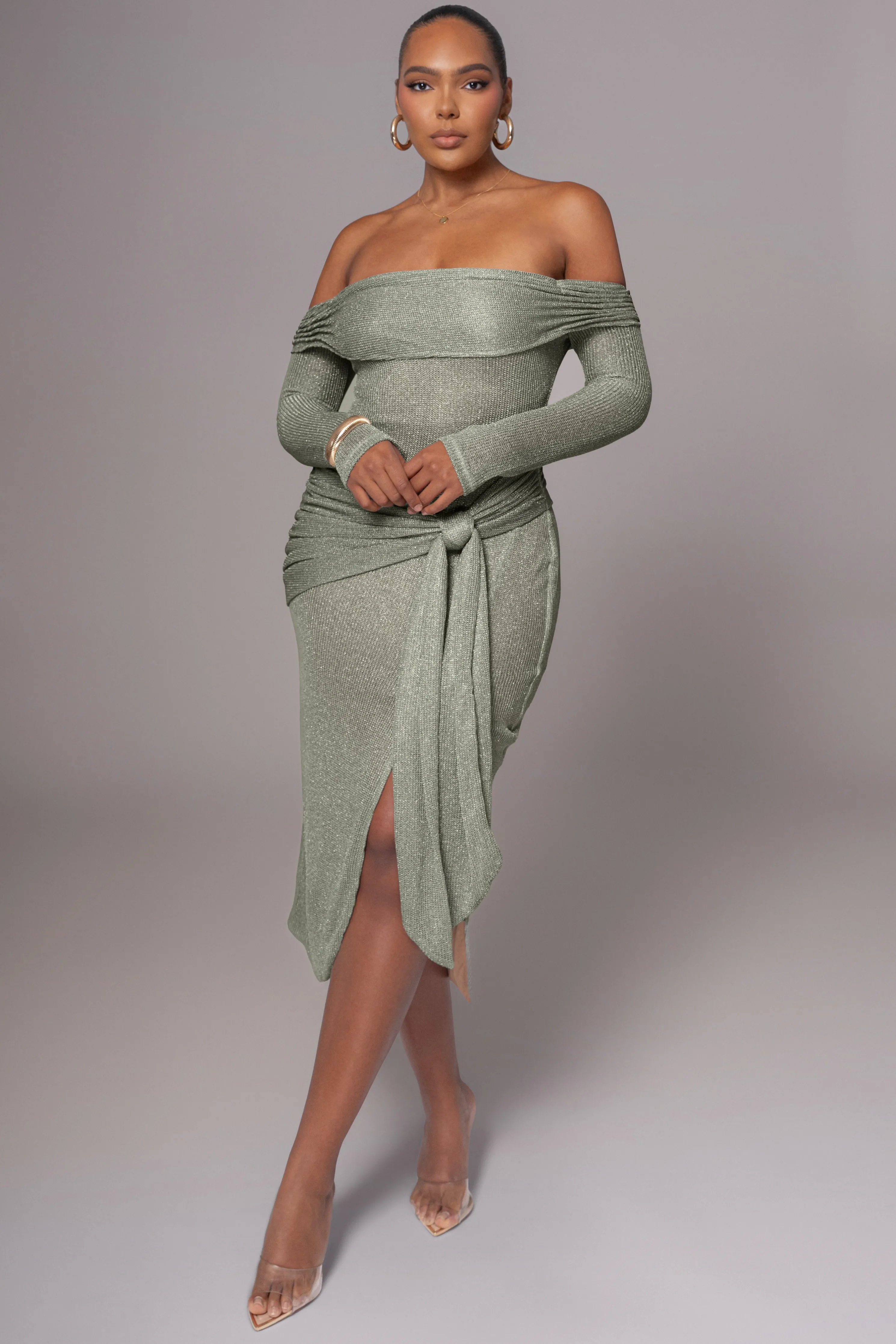 Olive Island Elegance Drape Dress