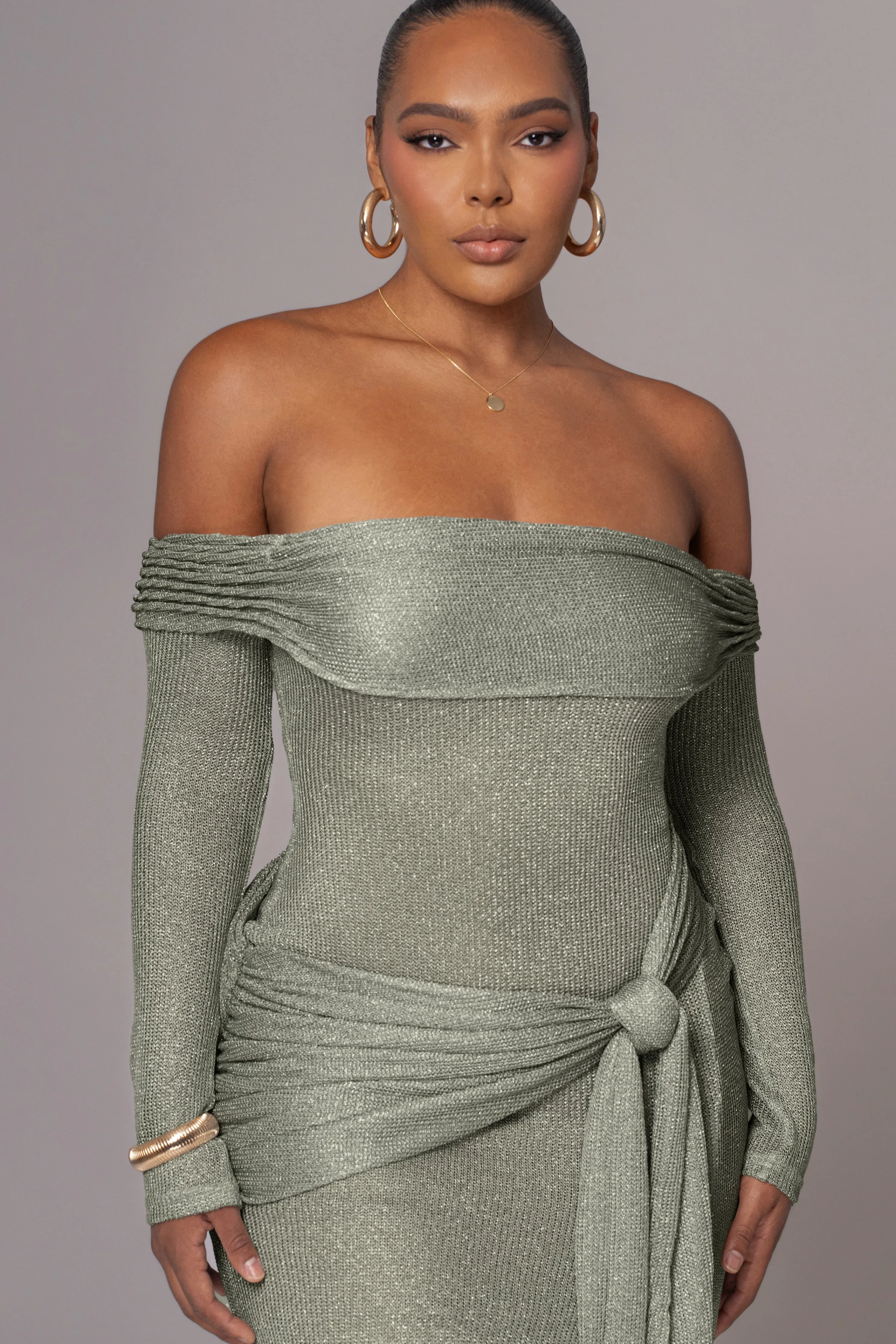 Olive Island Elegance Drape Dress