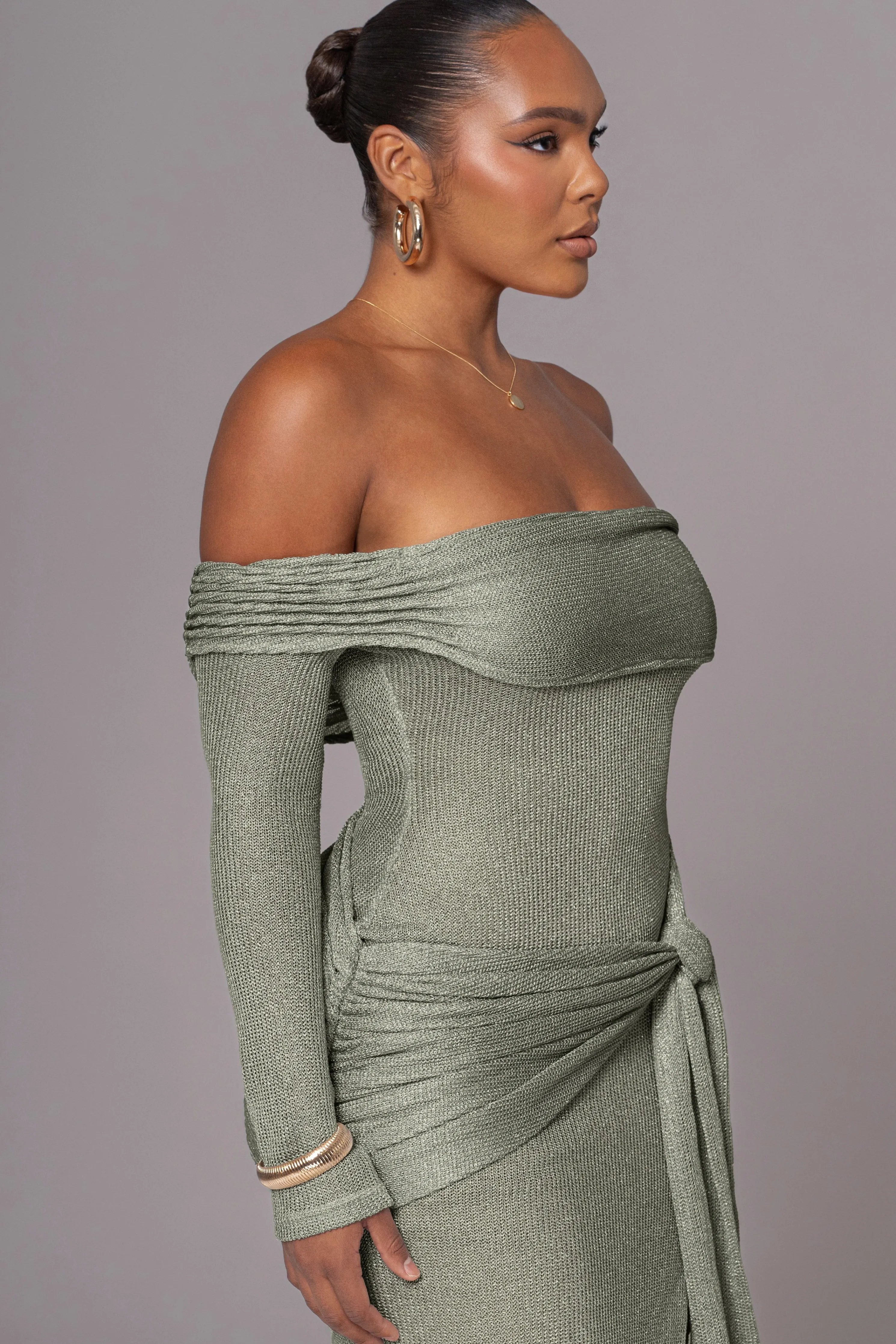 Olive Island Elegance Drape Dress
