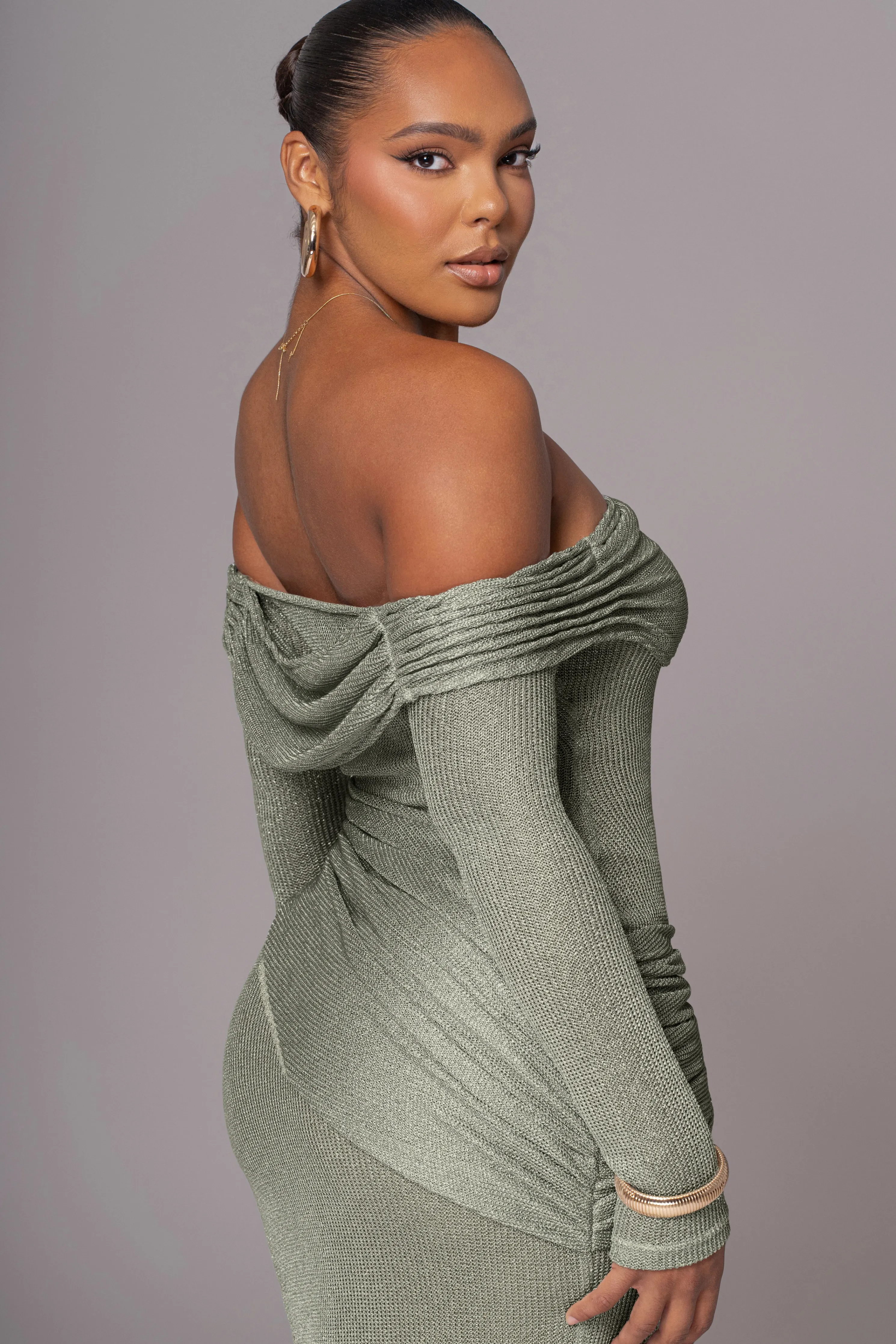 Olive Island Elegance Drape Dress