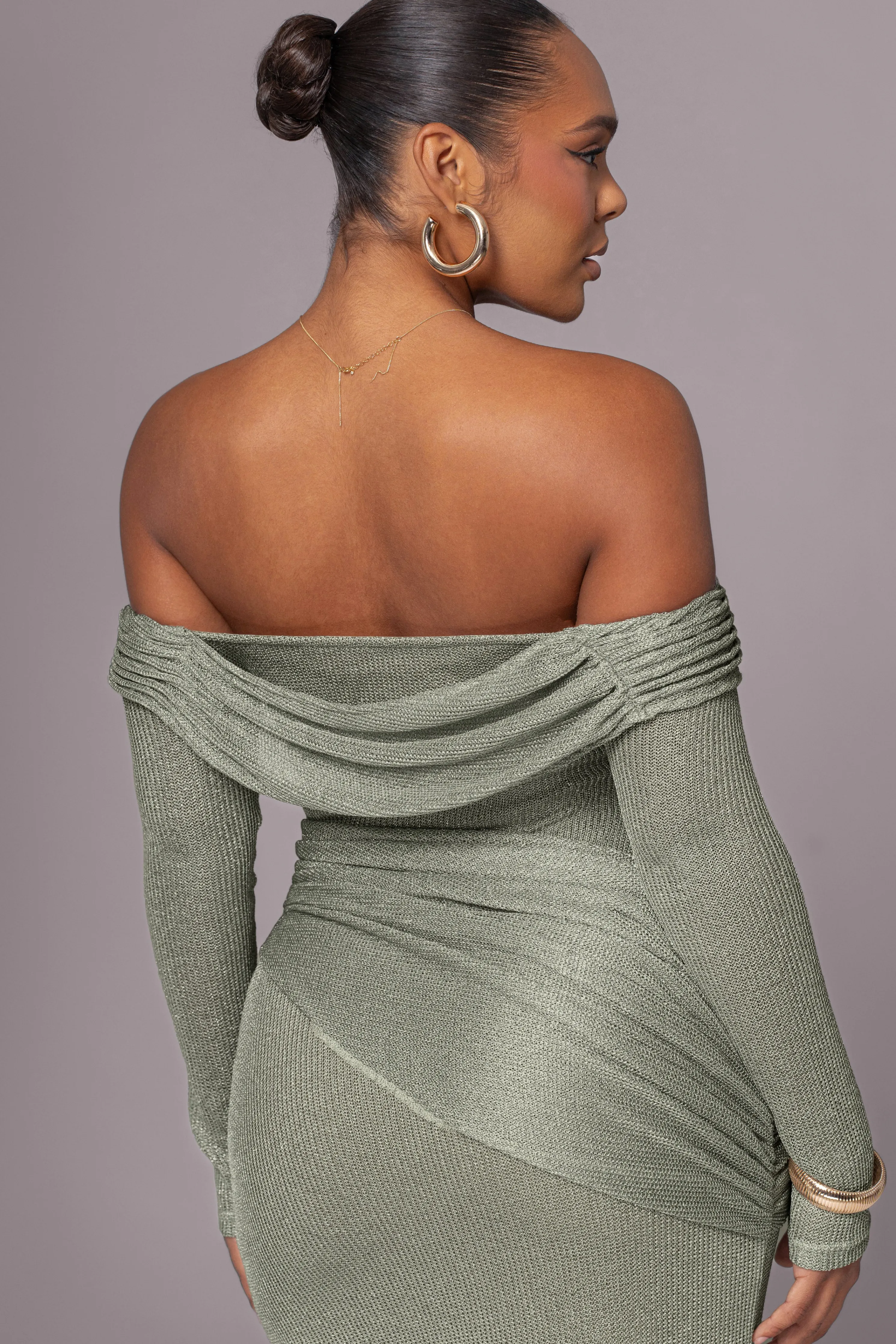 Olive Island Elegance Drape Dress